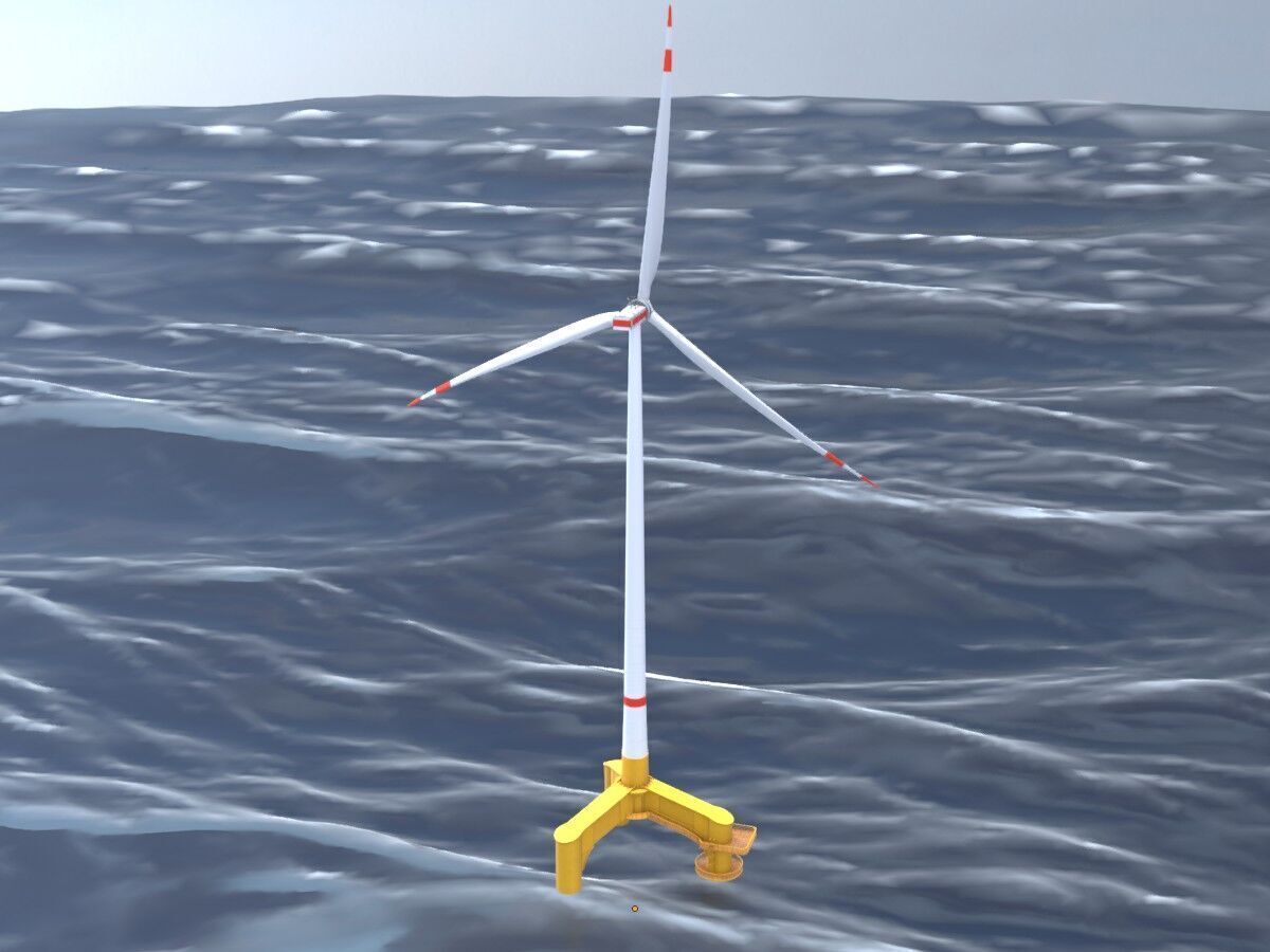 Wind turbine with Offshore Foundation E1 H-163 RD 172m animation Low-poly 3D model_19