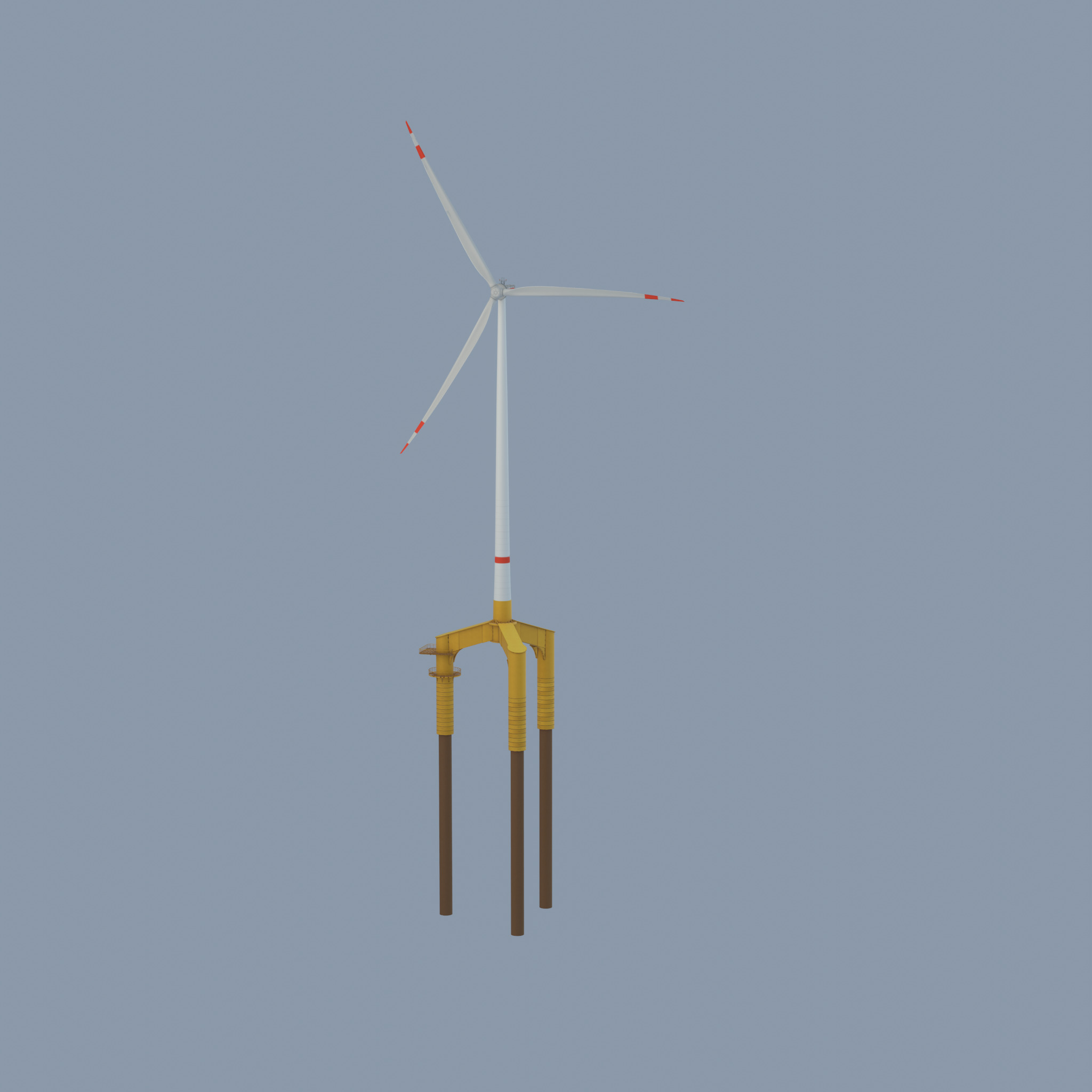Wind turbine with Offshore Foundation E1 H-163 RD 172m animation Low-poly 3D model_63