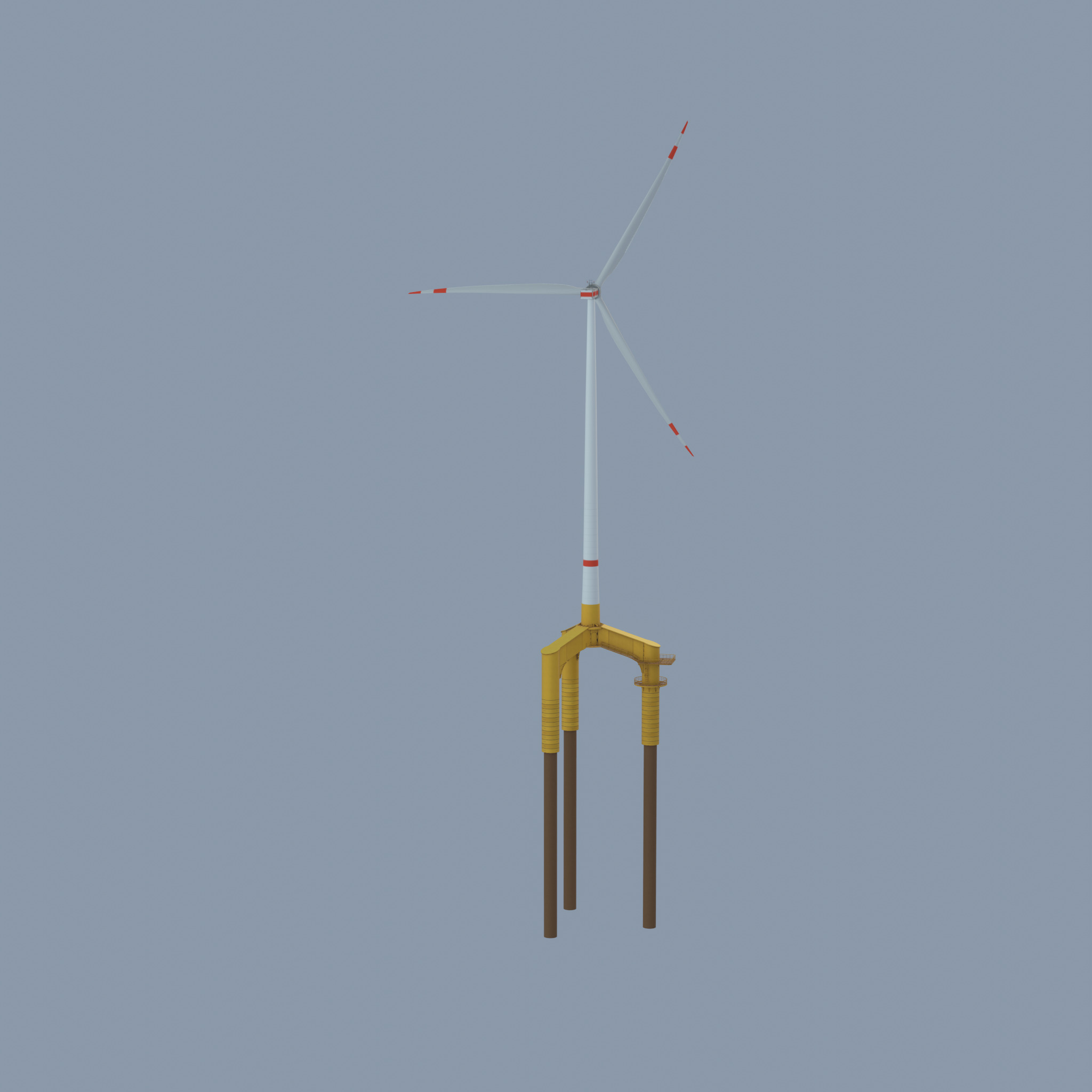Wind turbine with Offshore Foundation E1 H-163 RD 172m animation Low-poly 3D model_38