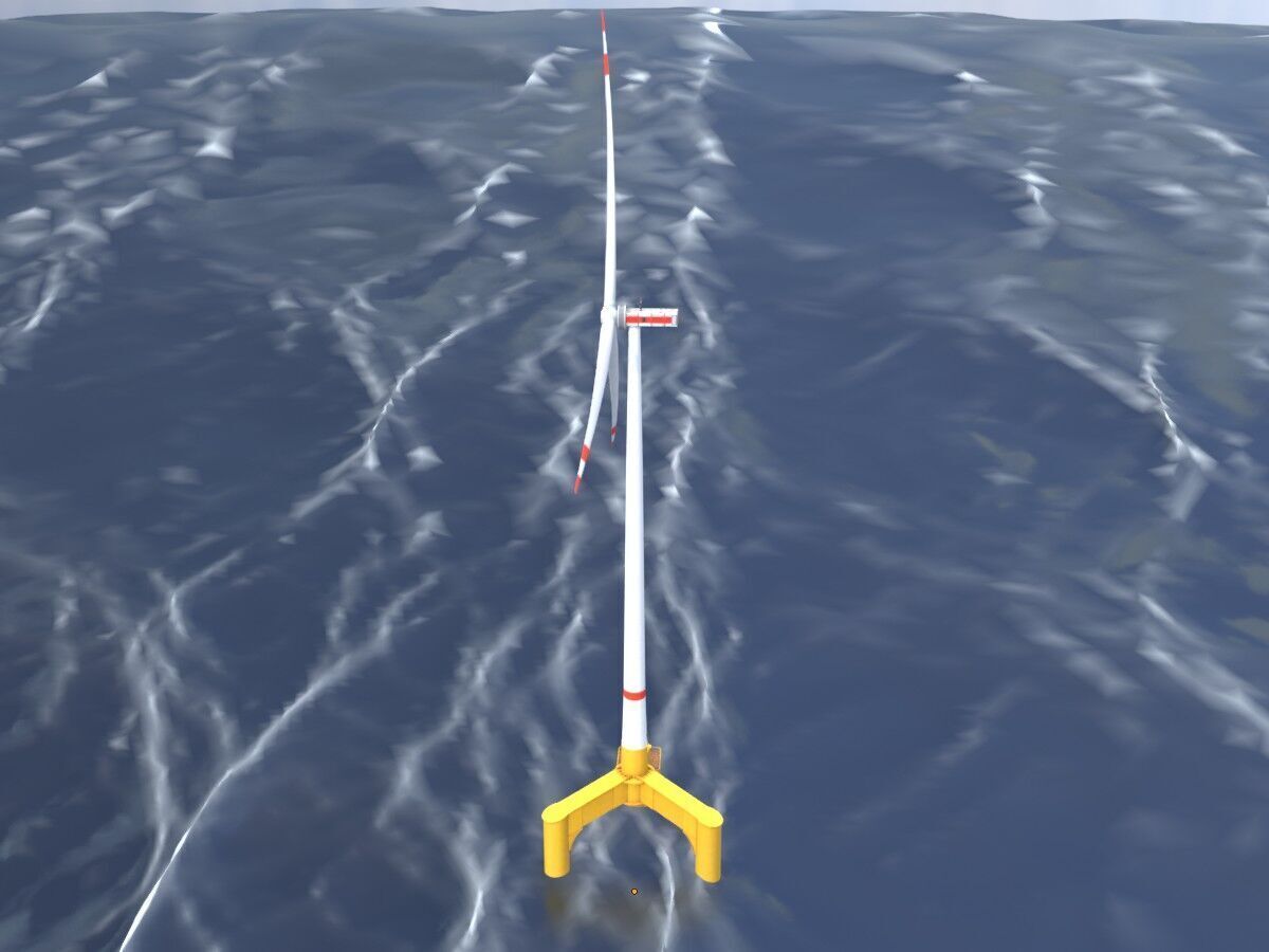 Wind turbine with Offshore Foundation E1 H-163 RD 172m animation Low-poly 3D model_14