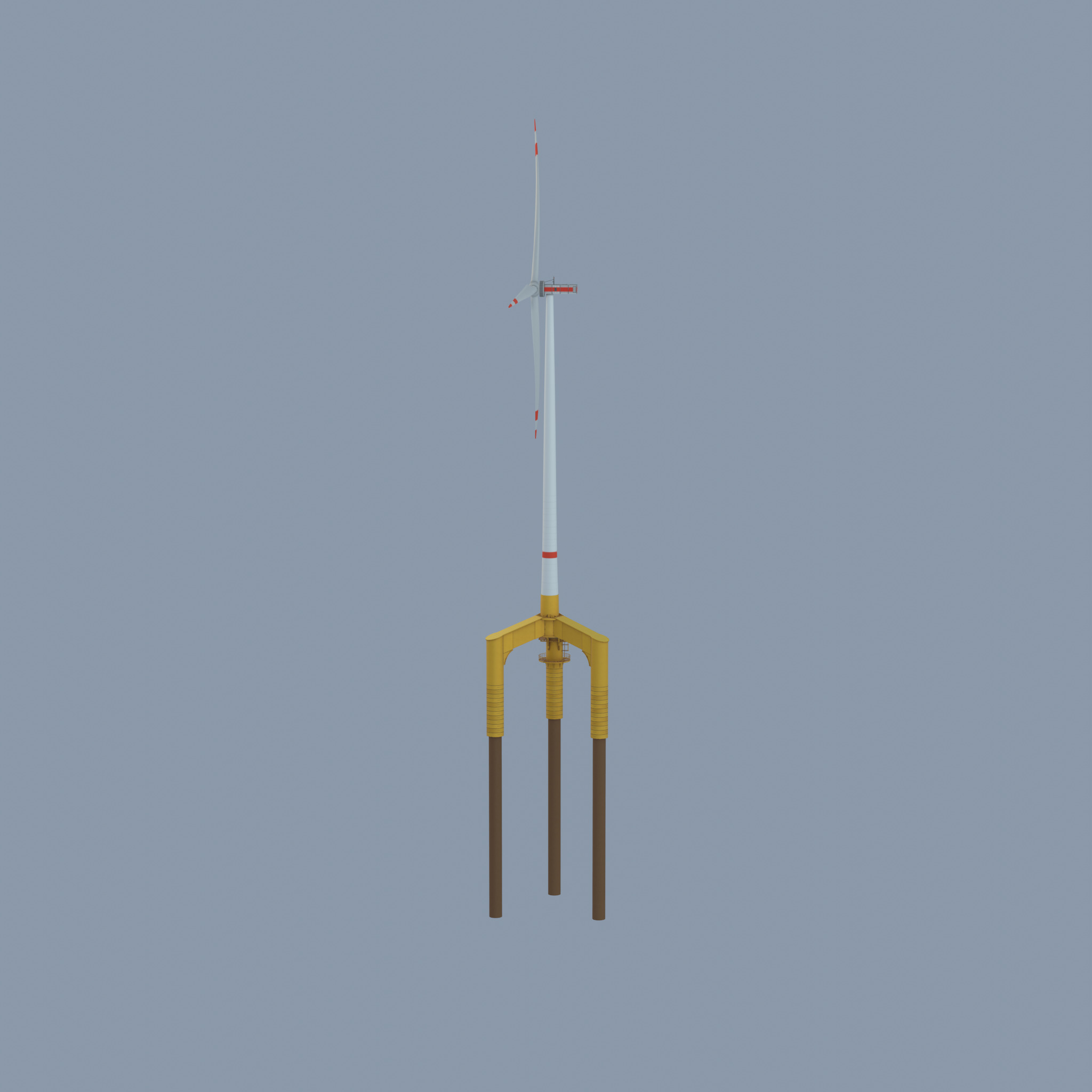 Wind turbine with Offshore Foundation E1 H-163 RD 172m animation Low-poly 3D model_25