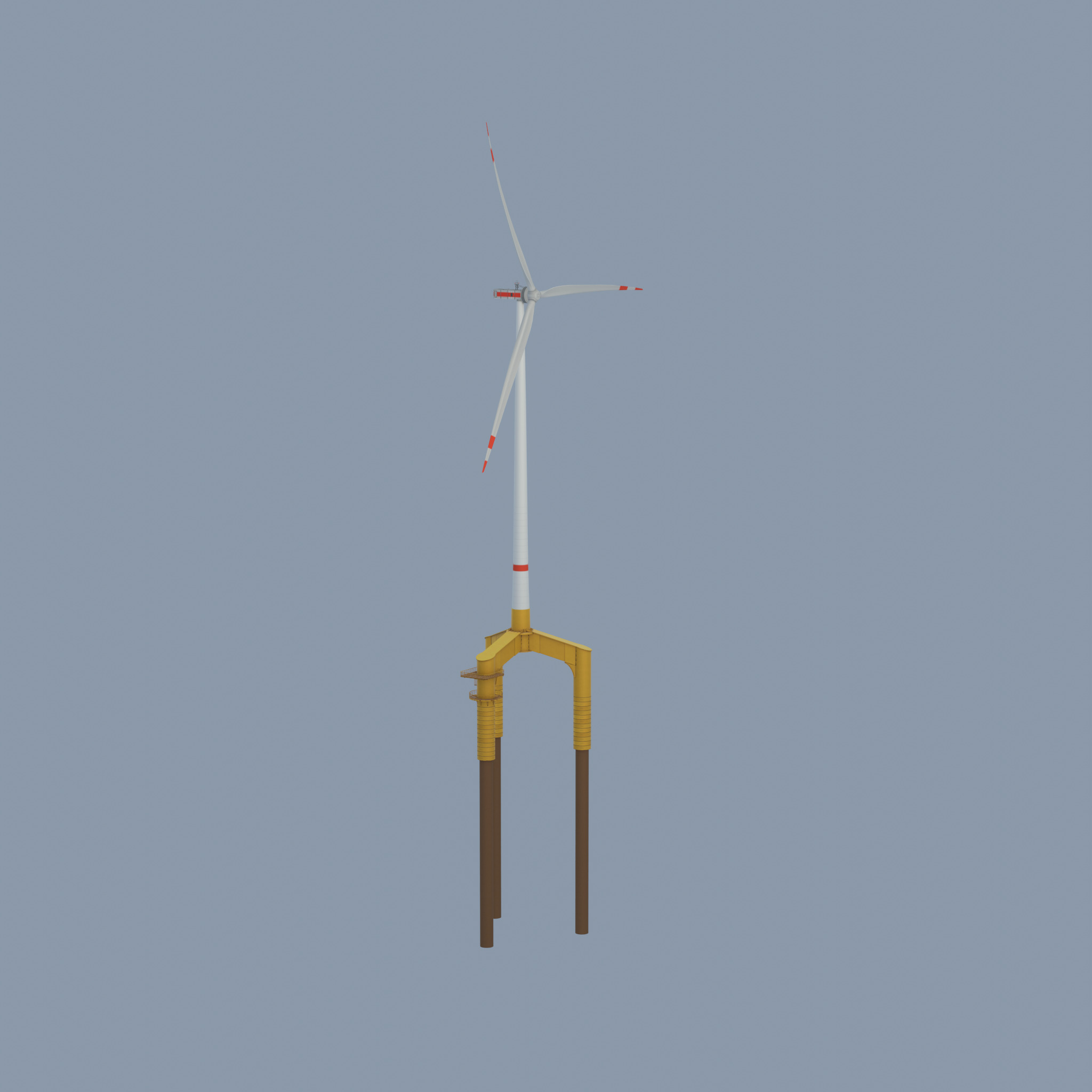 Wind turbine with Offshore Foundation E1 H-163 RD 172m animation Low-poly 3D model_53