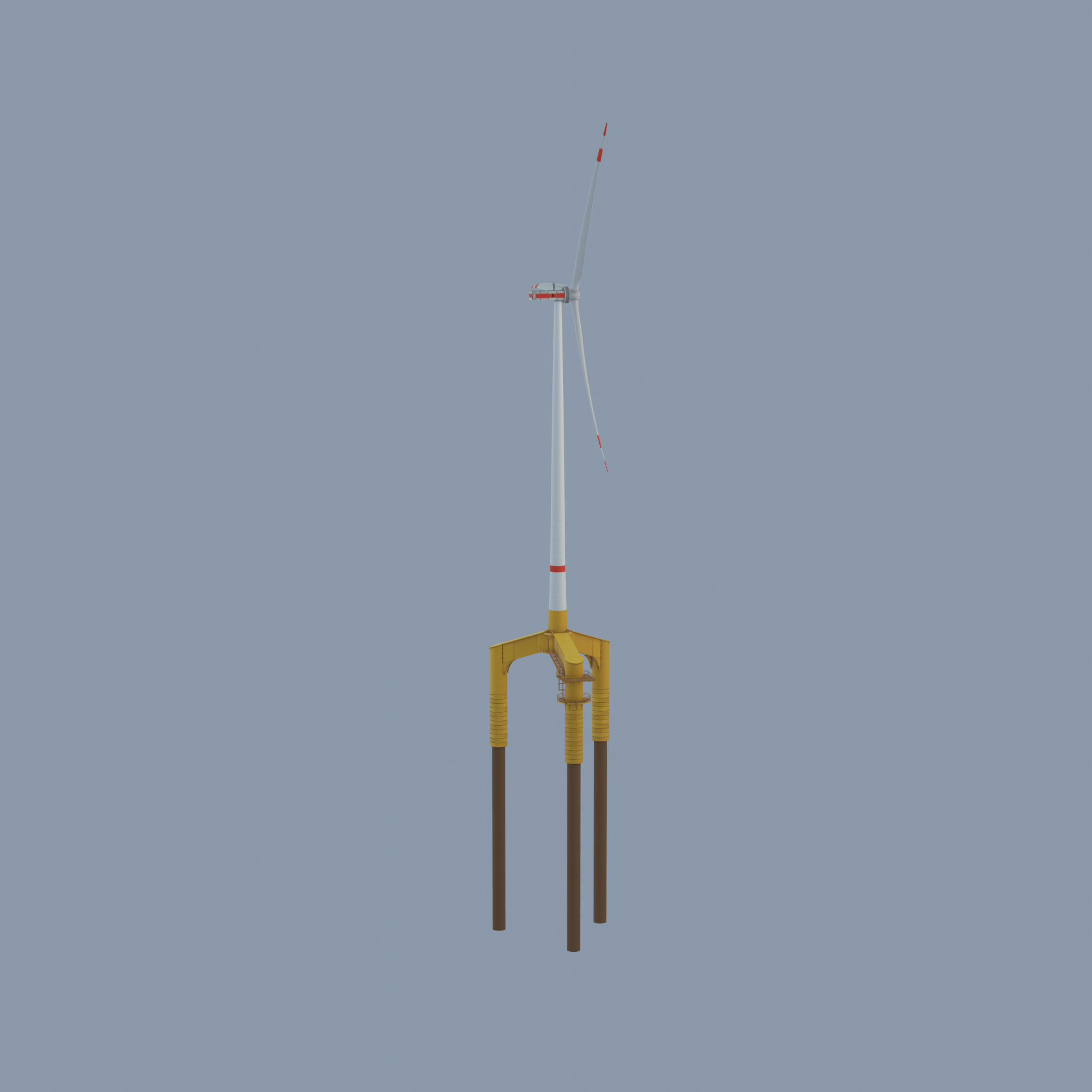 Wind turbine with Offshore Foundation E1 H-163 RD 172m animation Low-poly 3D model_47