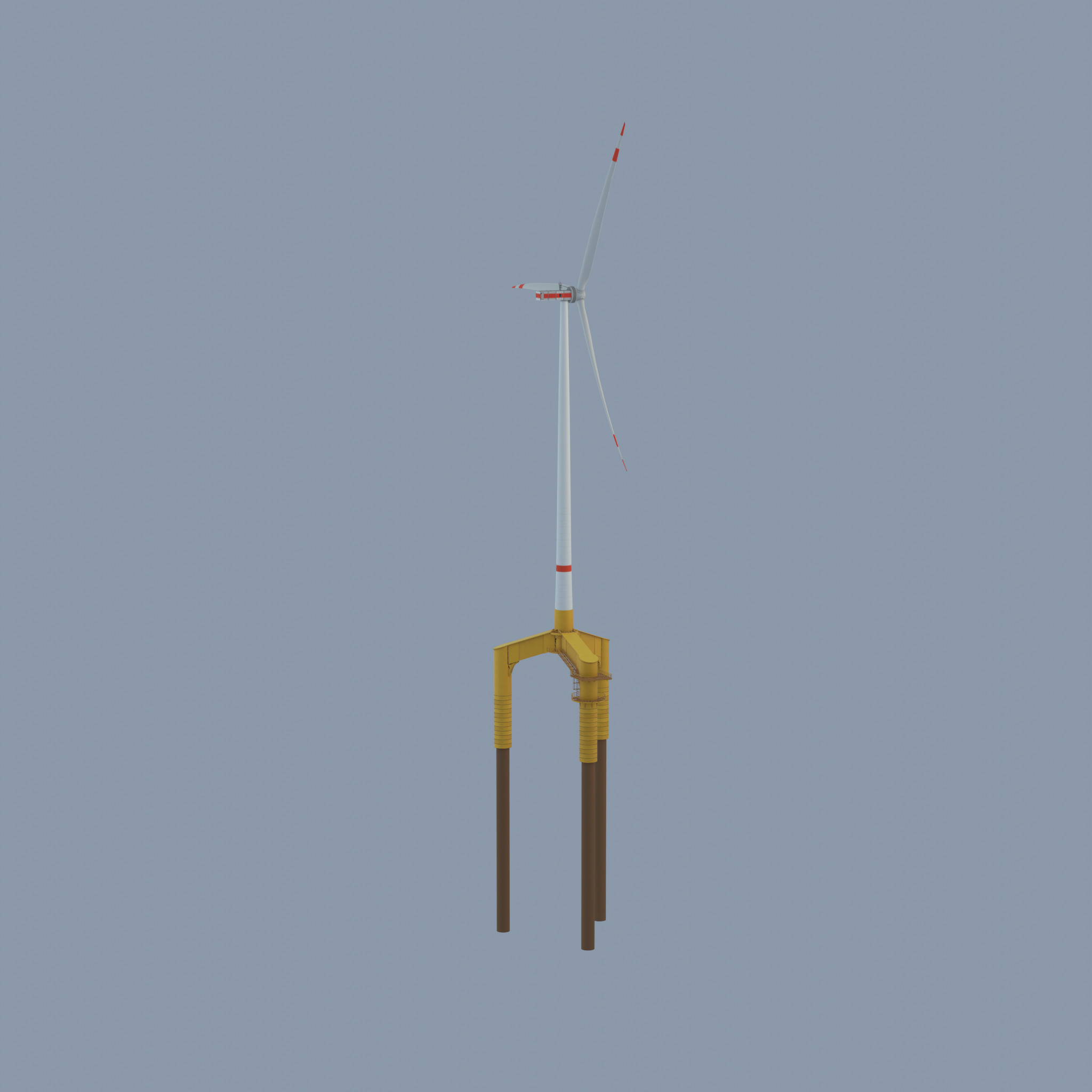 Wind turbine with Offshore Foundation E1 H-163 RD 172m animation Low-poly 3D model_46