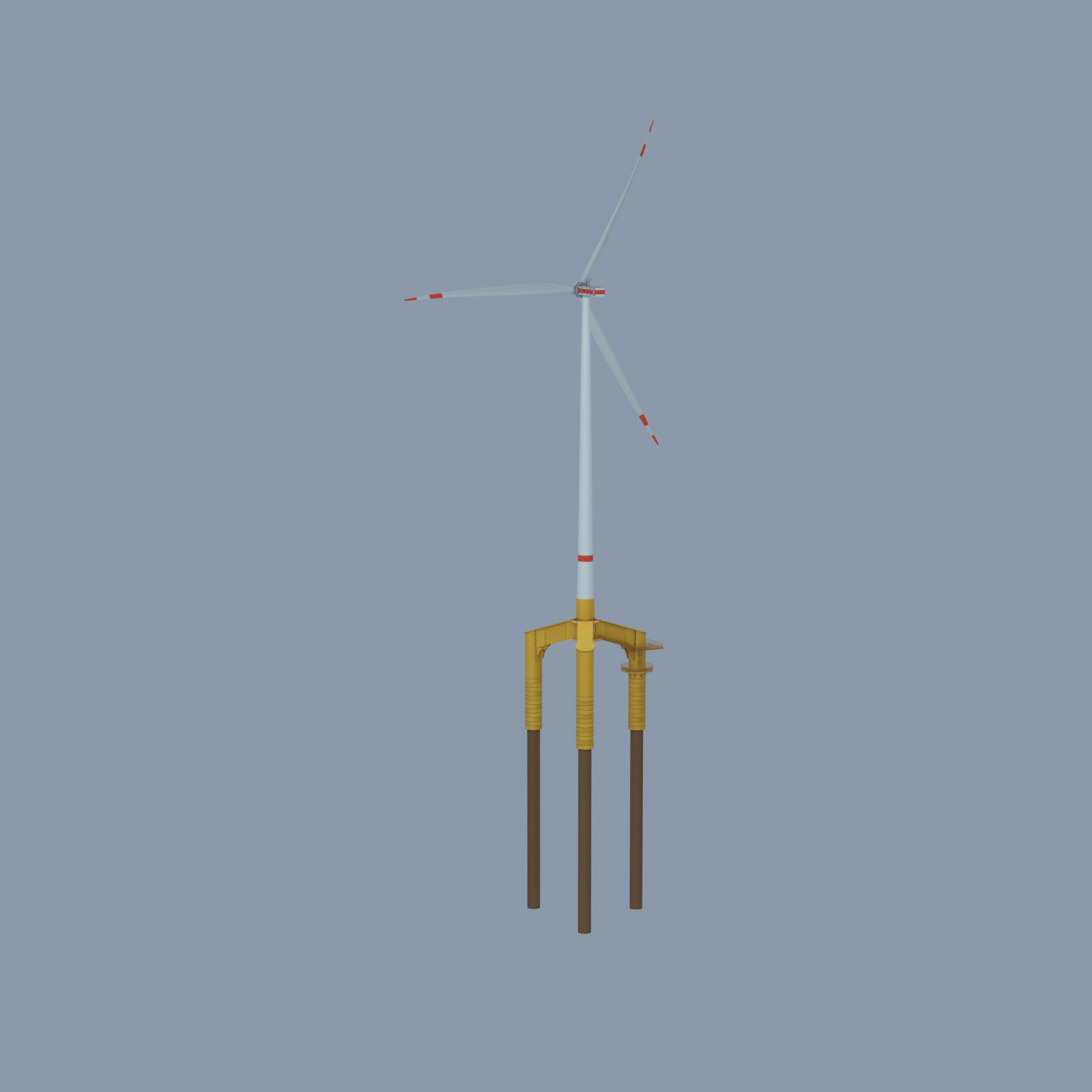 Wind turbine with Offshore Foundation E1 H-163 RD 172m animation Low-poly 3D model_33