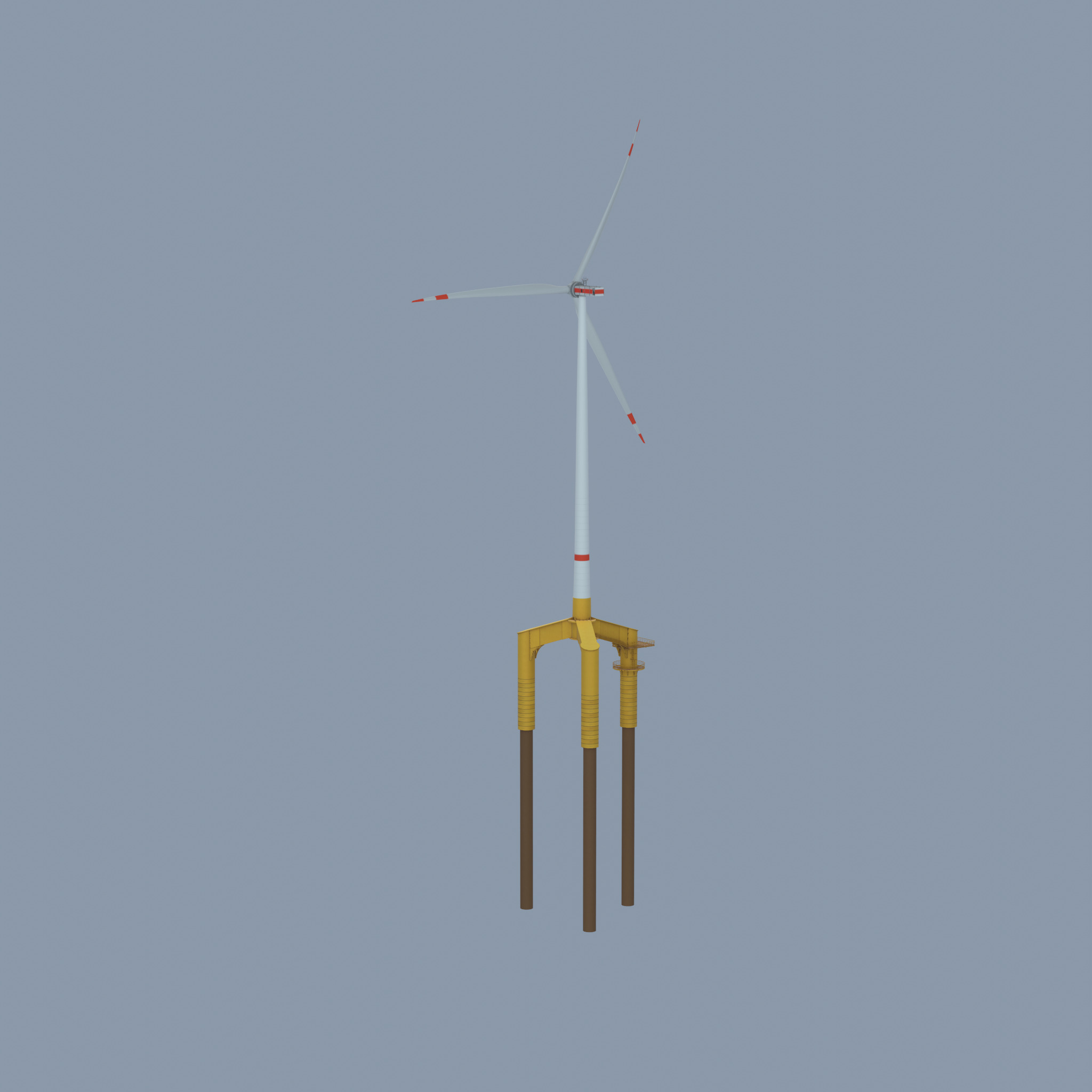 Wind turbine with Offshore Foundation E1 H-163 RD 172m animation Low-poly 3D model_31