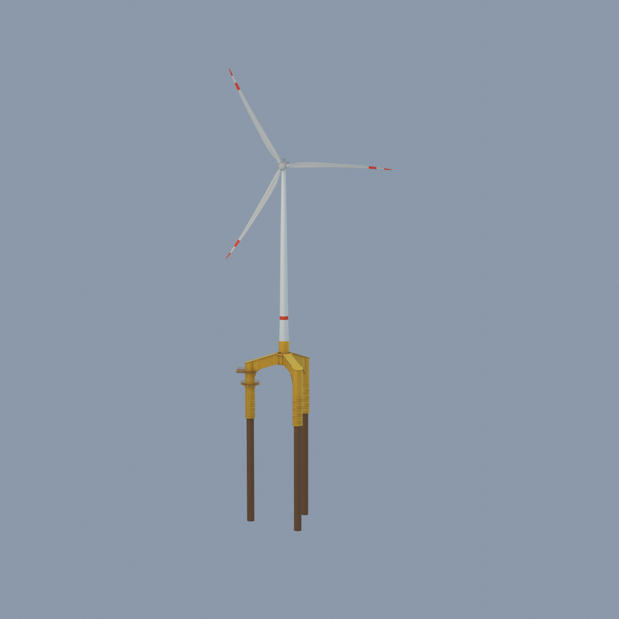 Wind turbine with Offshore Foundation E1 H-163 RD 172m animation Low-poly 3D model_32