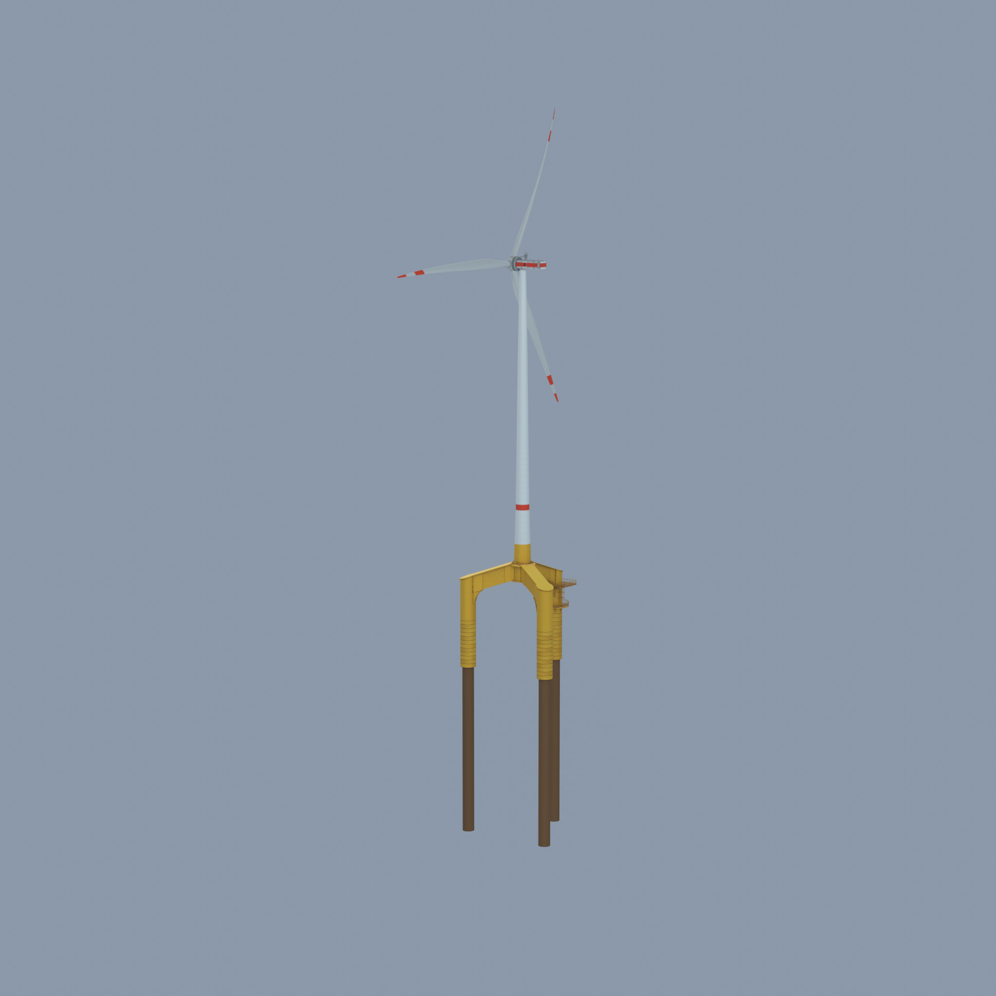 Wind turbine with Offshore Foundation E1 H-163 RD 172m animation Low-poly 3D model_29
