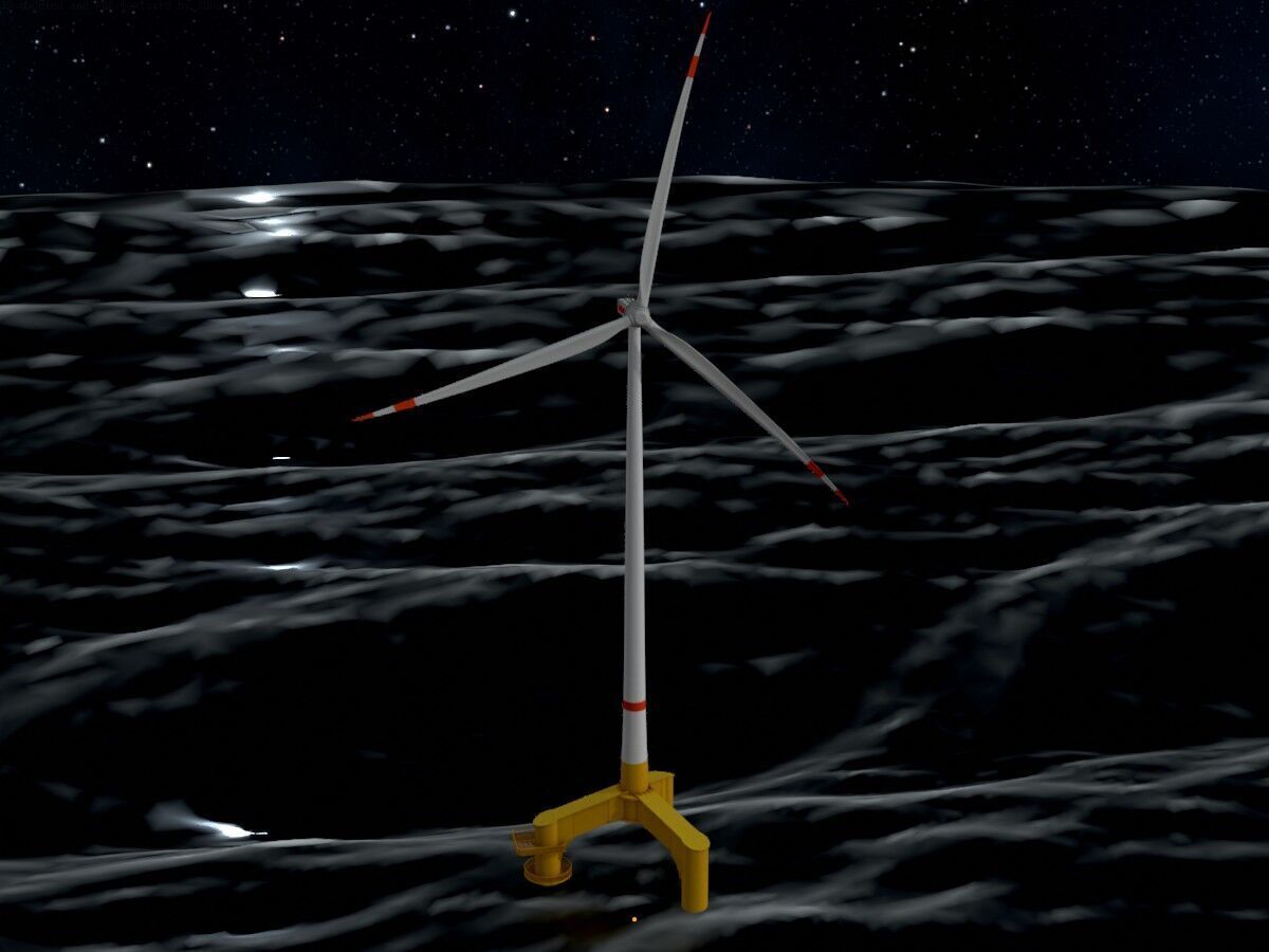 Wind turbine with Offshore Foundation E1 H-163 RD 172m animation Low-poly 3D model_17