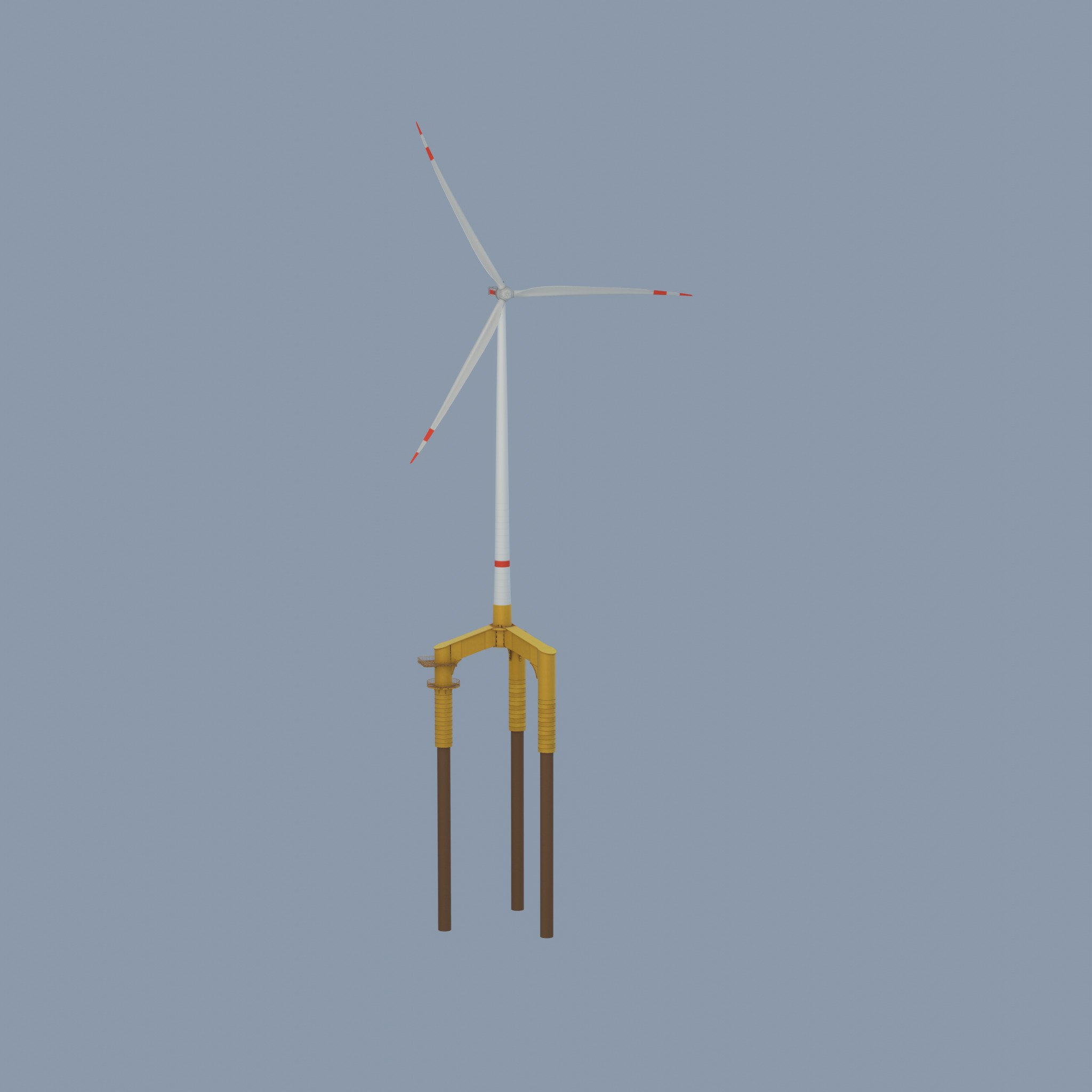 Wind turbine with Offshore Foundation E1 H-163 RD 172m animation Low-poly 3D model_59