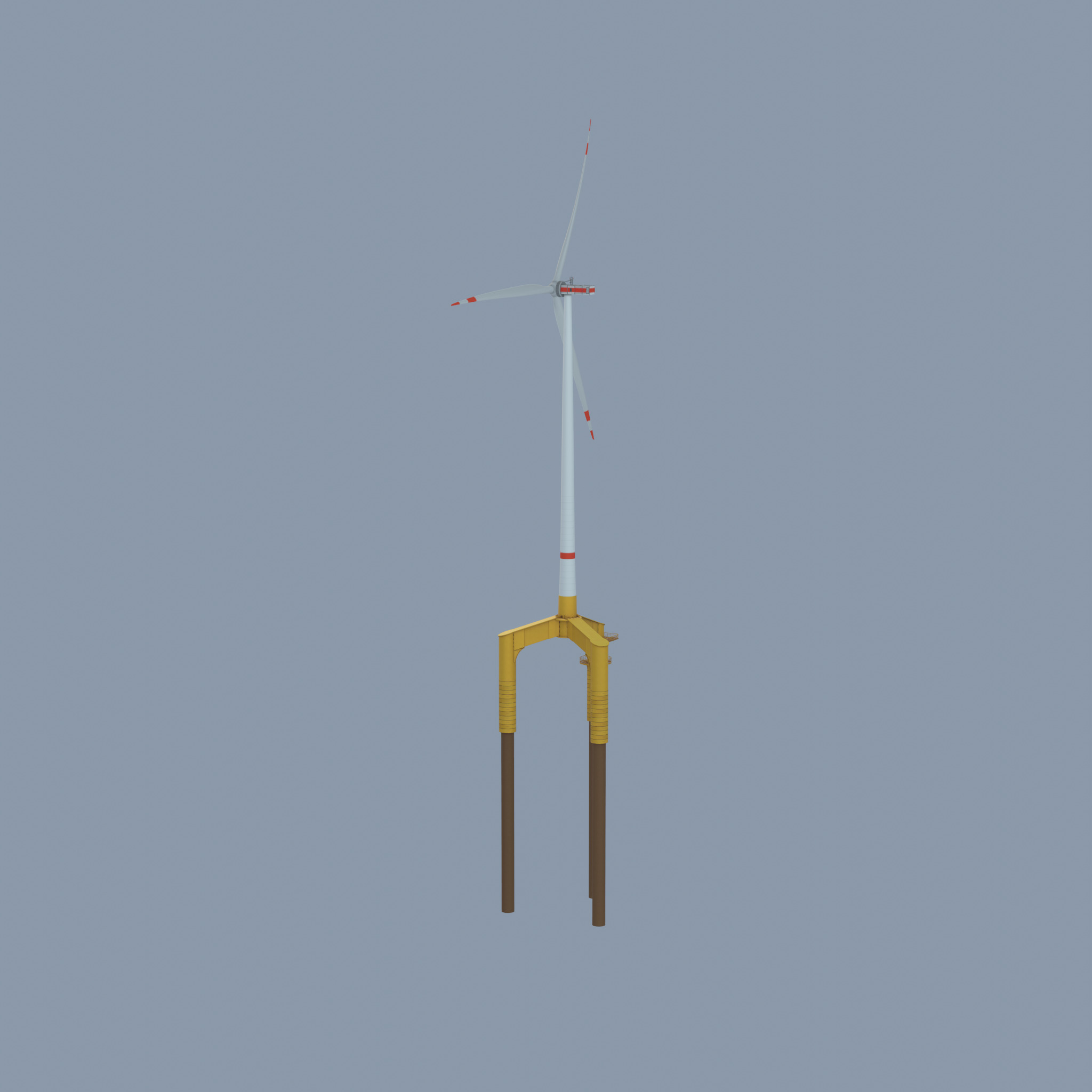 Wind turbine with Offshore Foundation E1 H-163 RD 172m animation Low-poly 3D model_28
