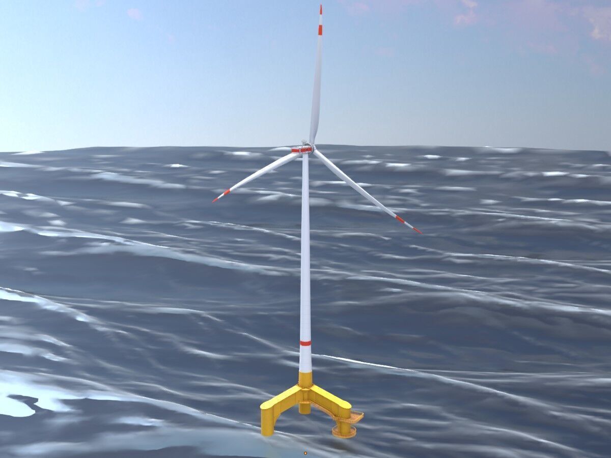 Wind turbine with Offshore Foundation E1 H-163 RD 172m animation Low-poly 3D model_3