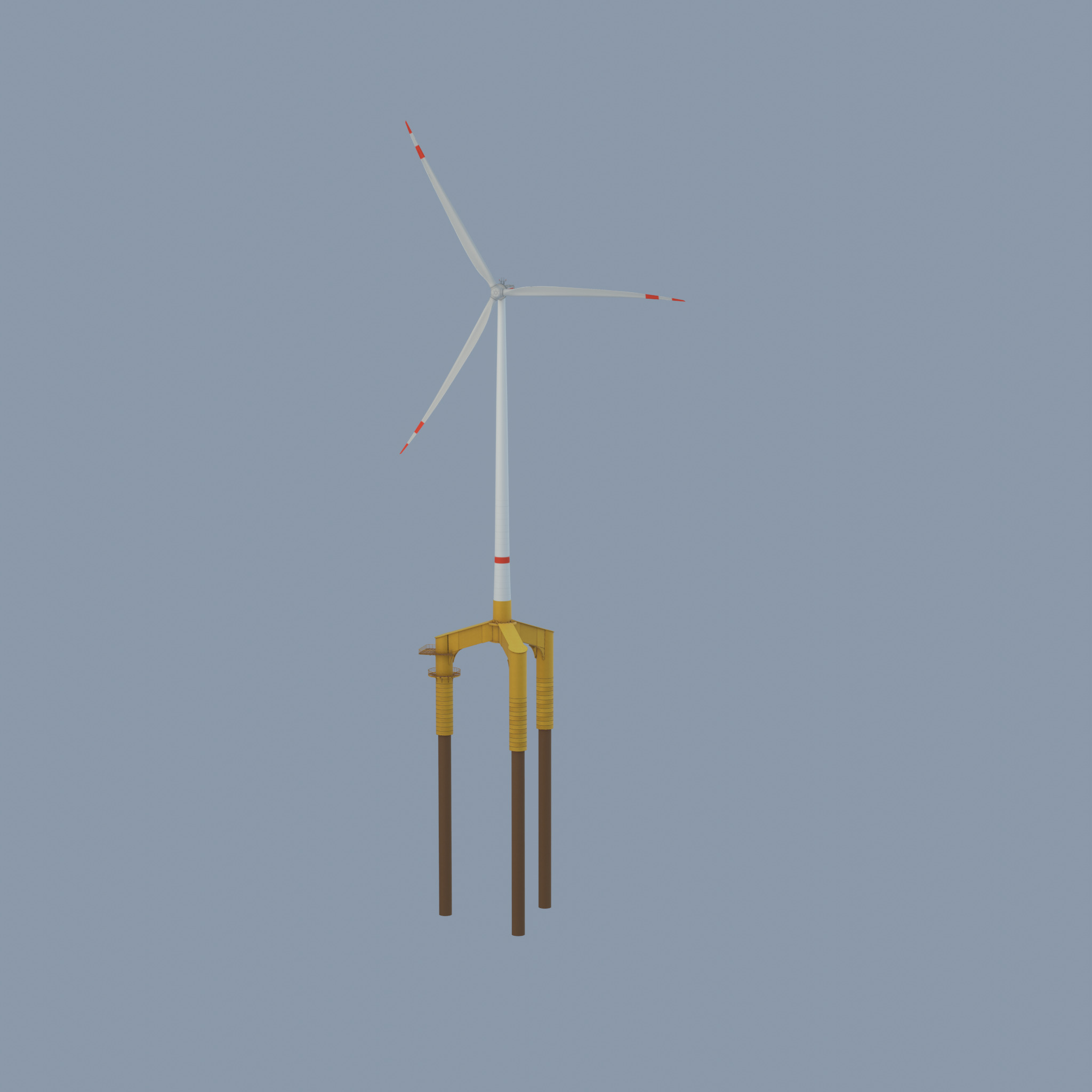 Wind turbine with Offshore Foundation E1 H-163 RD 172m animation Low-poly 3D model_43