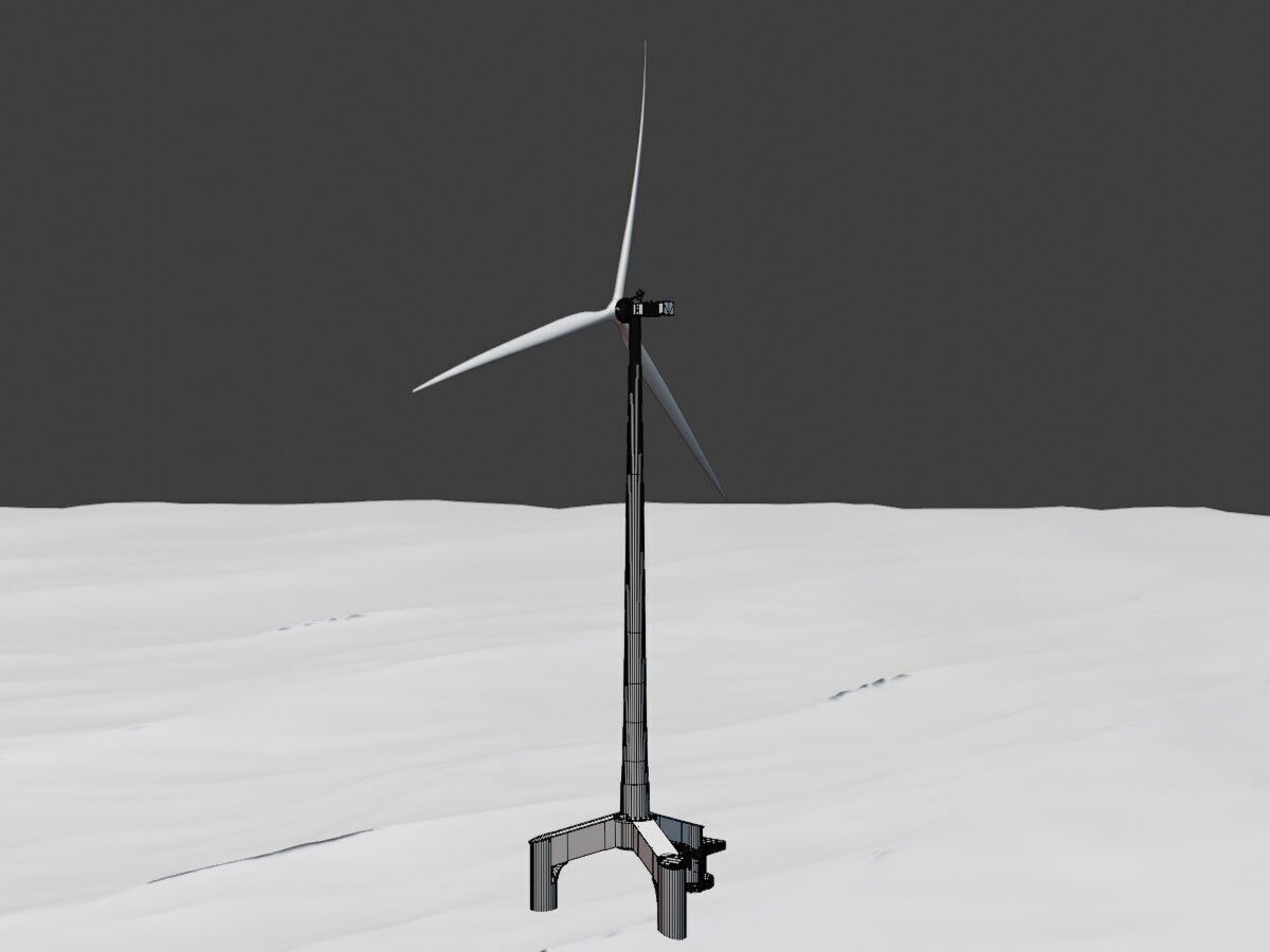 Wind turbine with Offshore Foundation E1 H-163 RD 172m animation Low-poly 3D model_10