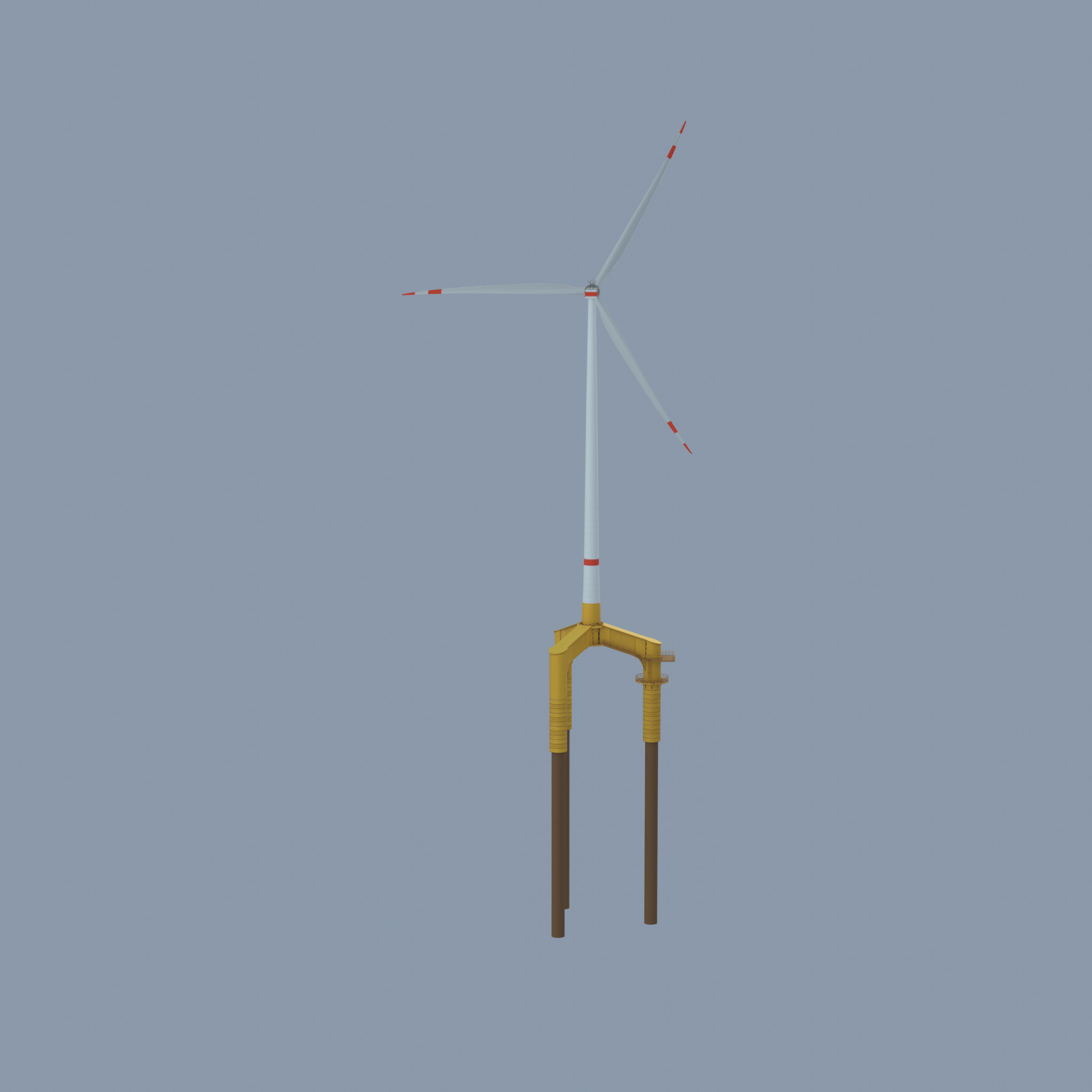 Wind turbine with Offshore Foundation E1 H-163 RD 172m animation Low-poly 3D model_37