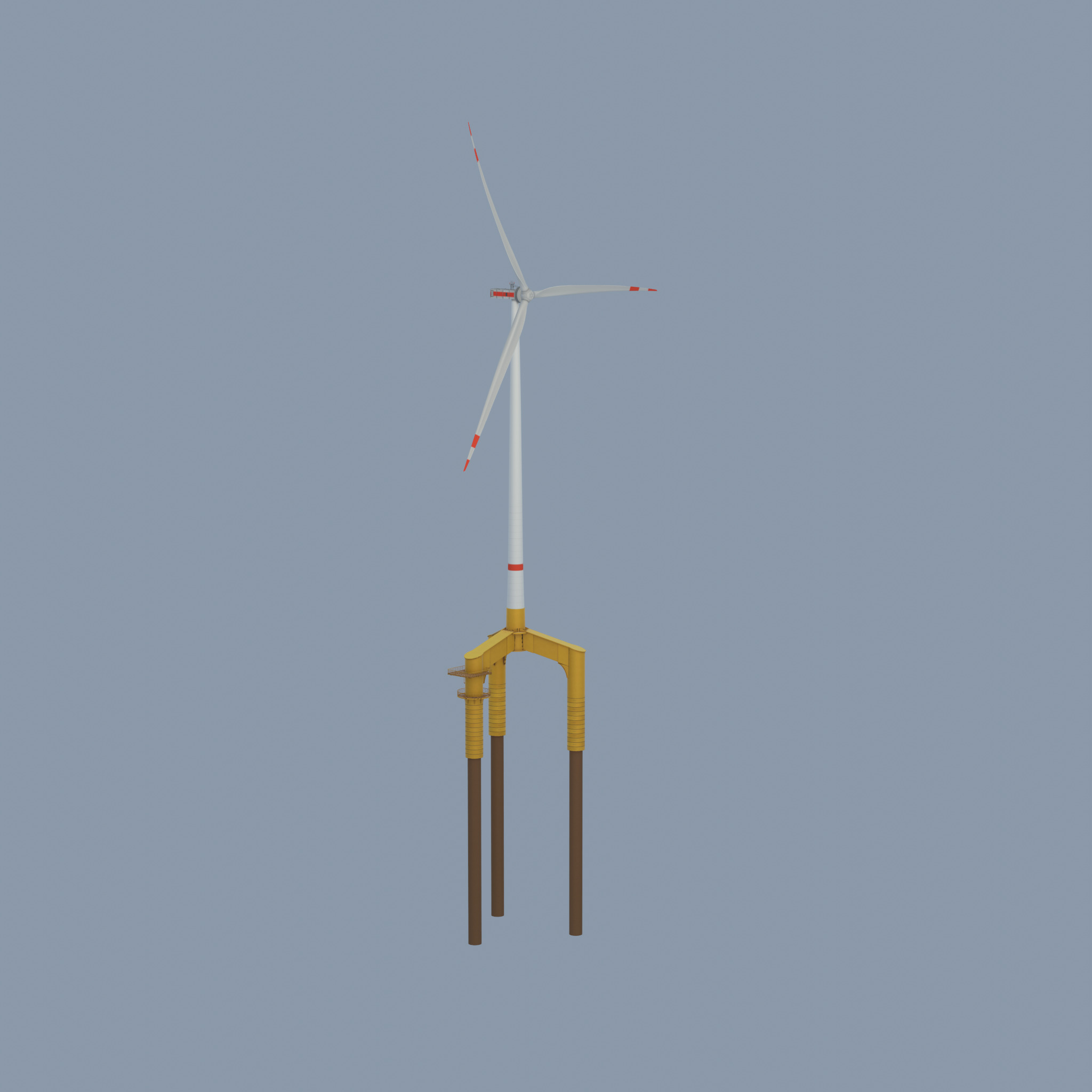 Wind turbine with Offshore Foundation E1 H-163 RD 172m animation Low-poly 3D model_55