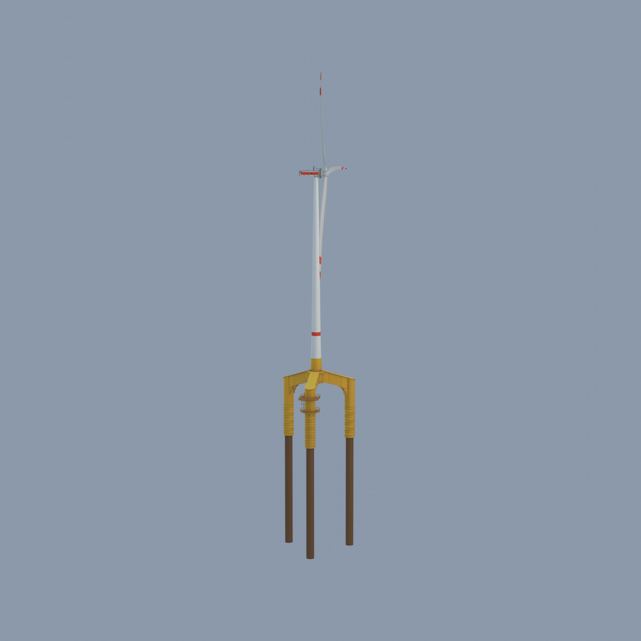 Wind turbine with Offshore Foundation E1 H-163 RD 172m animation Low-poly 3D model_50