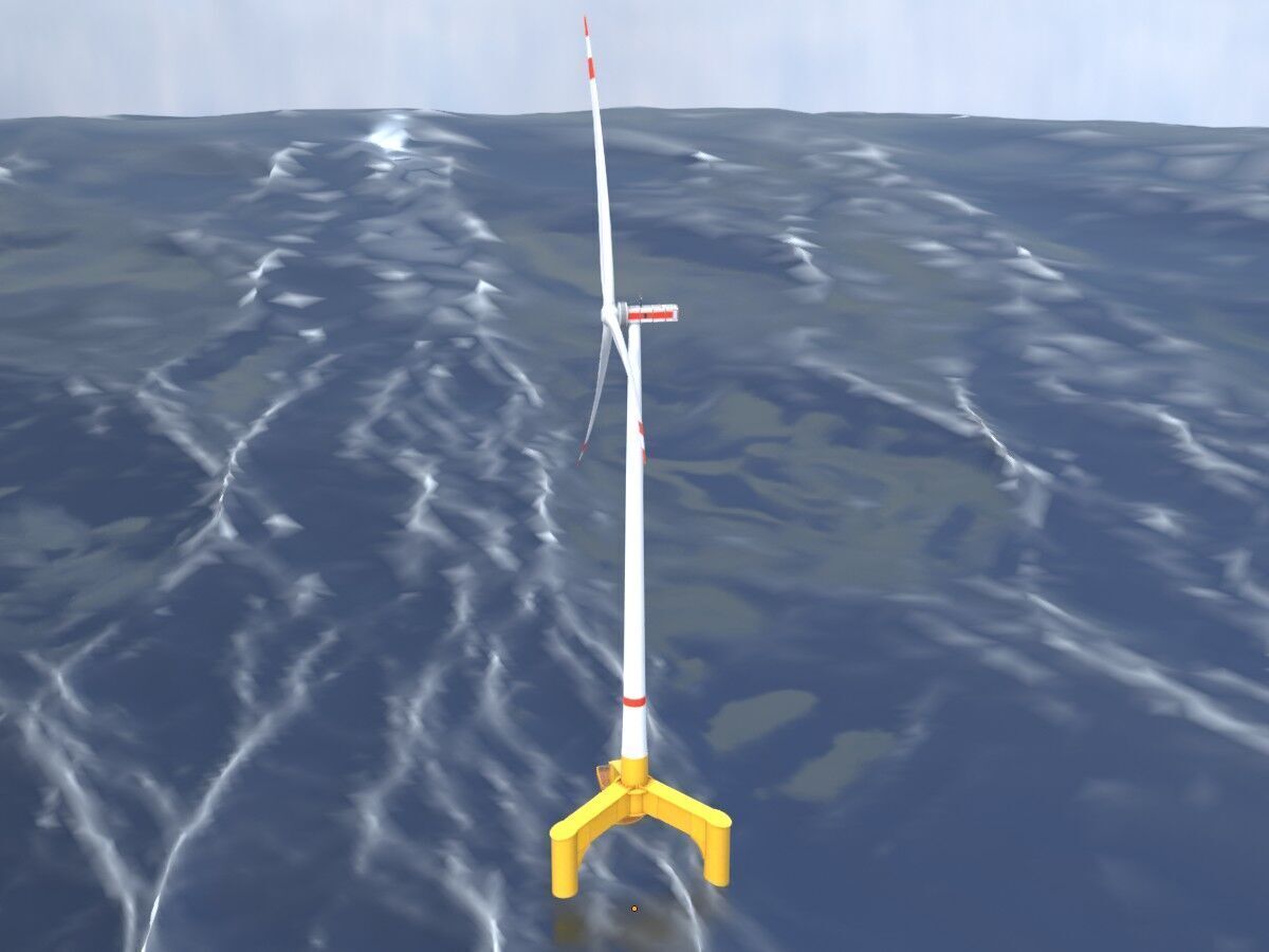 Wind turbine with Offshore Foundation E1 H-163 RD 172m animation Low-poly 3D model_18