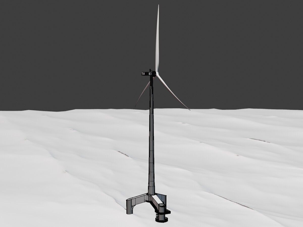 Wind turbine with Offshore Foundation E1 H-163 RD 172m animation Low-poly 3D model_11