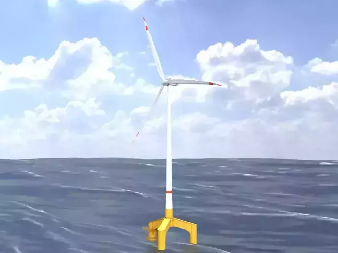Wind turbine with Offshore Foundation E1 H-163 RD 172m animation Low-poly 3D model
