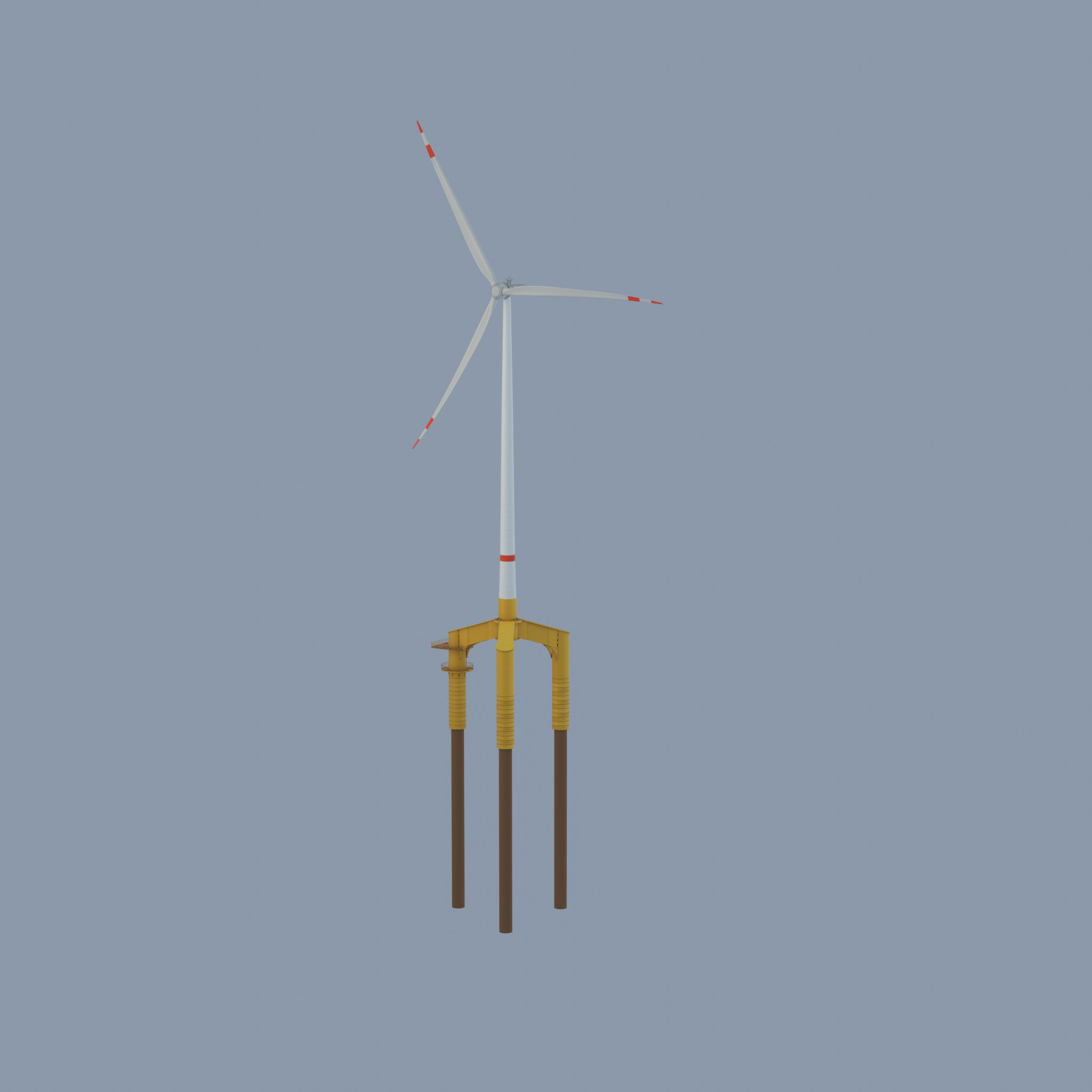 Wind turbine with Offshore Foundation E1 H-163 RD 172m animation Low-poly 3D model_66