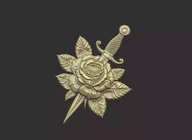 Pattern sword nature deco floral rose design