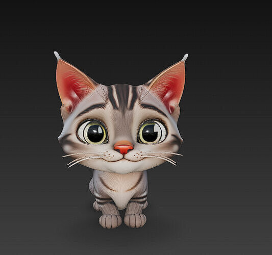 Cat Kitten Realistic 3D Model Basic - Low Poly Realistic Low-poly 3D model