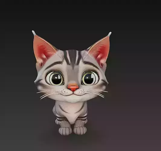 Cat Kitten Realistic 3D Model Basic - Low Poly Realistic
