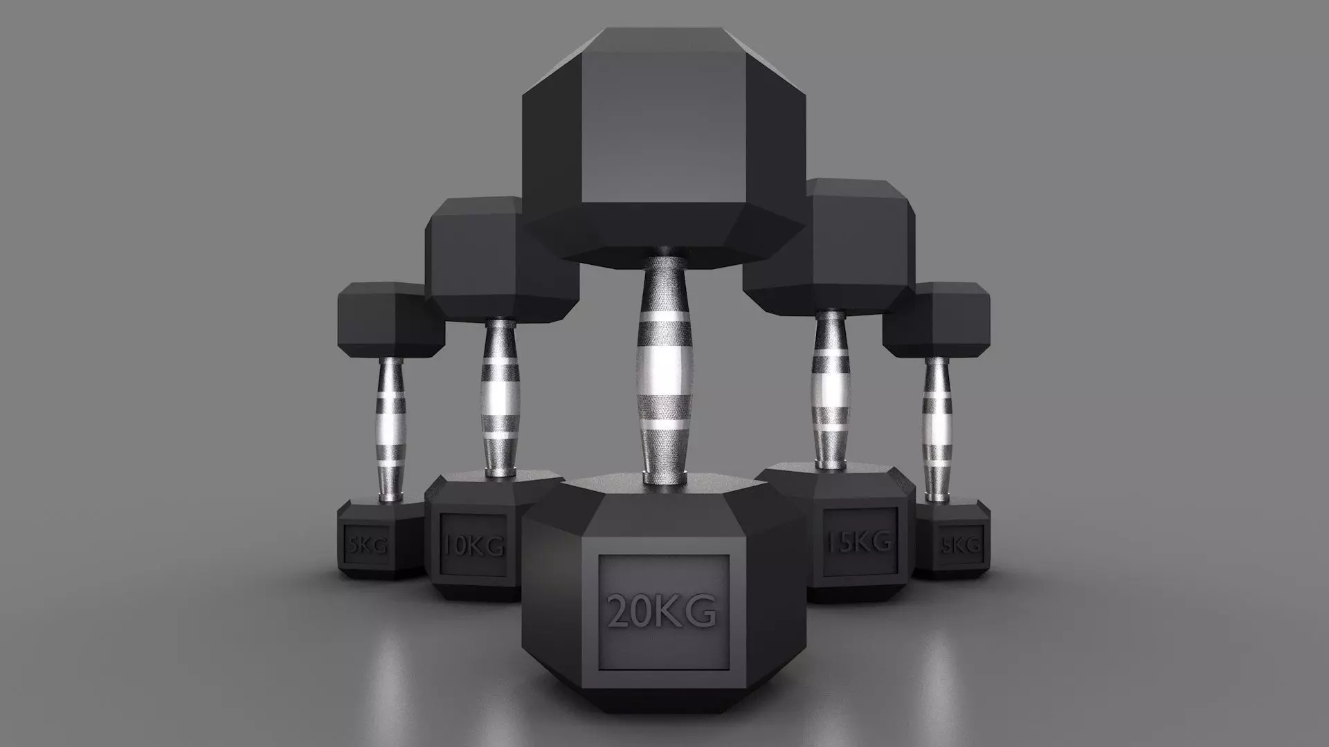 Dumbells ALL Weights Low-poly 3D model