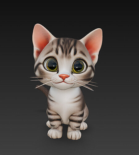 Cat Kitten Realistic 3D Model Basic - Low Poly Realistic Low-poly 3D model