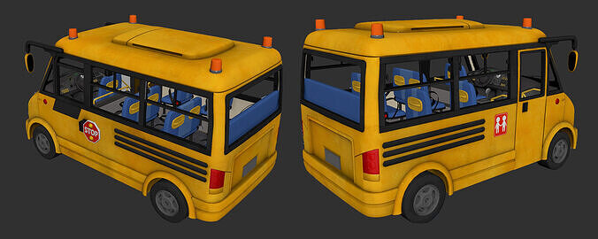 cartoon school bus 3D model