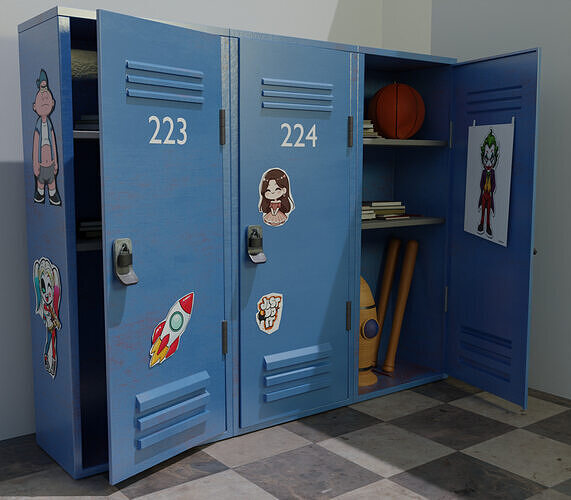 lowpoly school locker Free low-poly 3D model