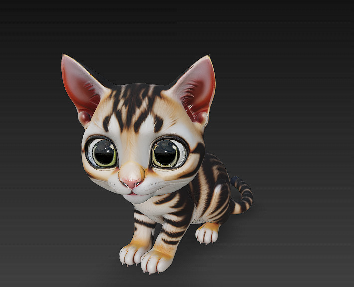 Cat Kitten Realistic 3D Model Basic - Low Poly Realistic Low-poly 3D model_2