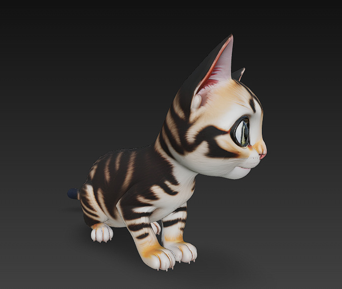 Cat Kitten Realistic 3D Model Basic - Low Poly Realistic Low-poly 3D model_8