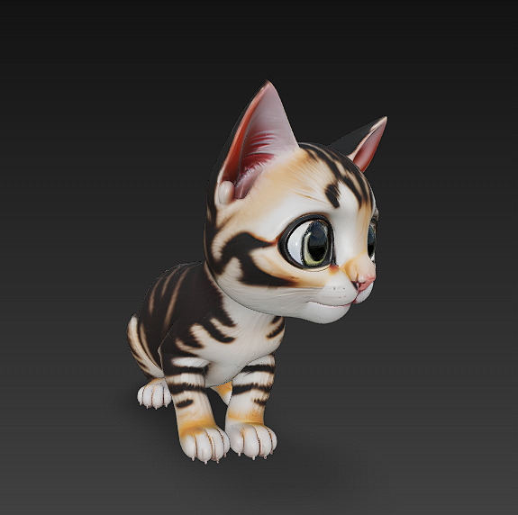 Cat Kitten Realistic 3D Model Basic - Low Poly Realistic Low-poly 3D model_3