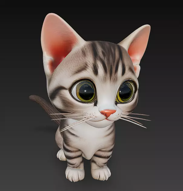 Cat Kitten Realistic 3D Model Basic - Low Poly Realistic Low-poly 3D model_0