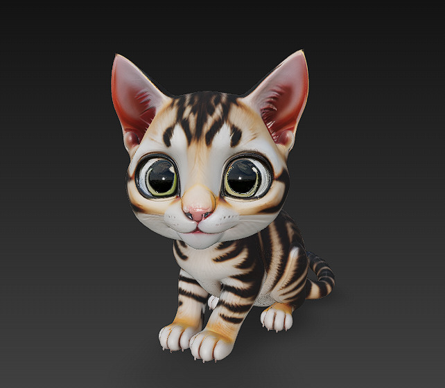 Cat Kitten Realistic 3D Model Basic - Low Poly Realistic Low-poly 3D model_1