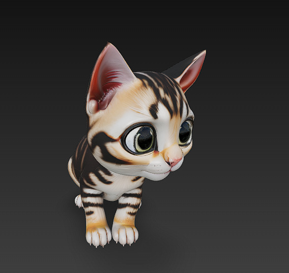 Cat Kitten Realistic 3D Model Basic - Low Poly Realistic Low-poly 3D model_4