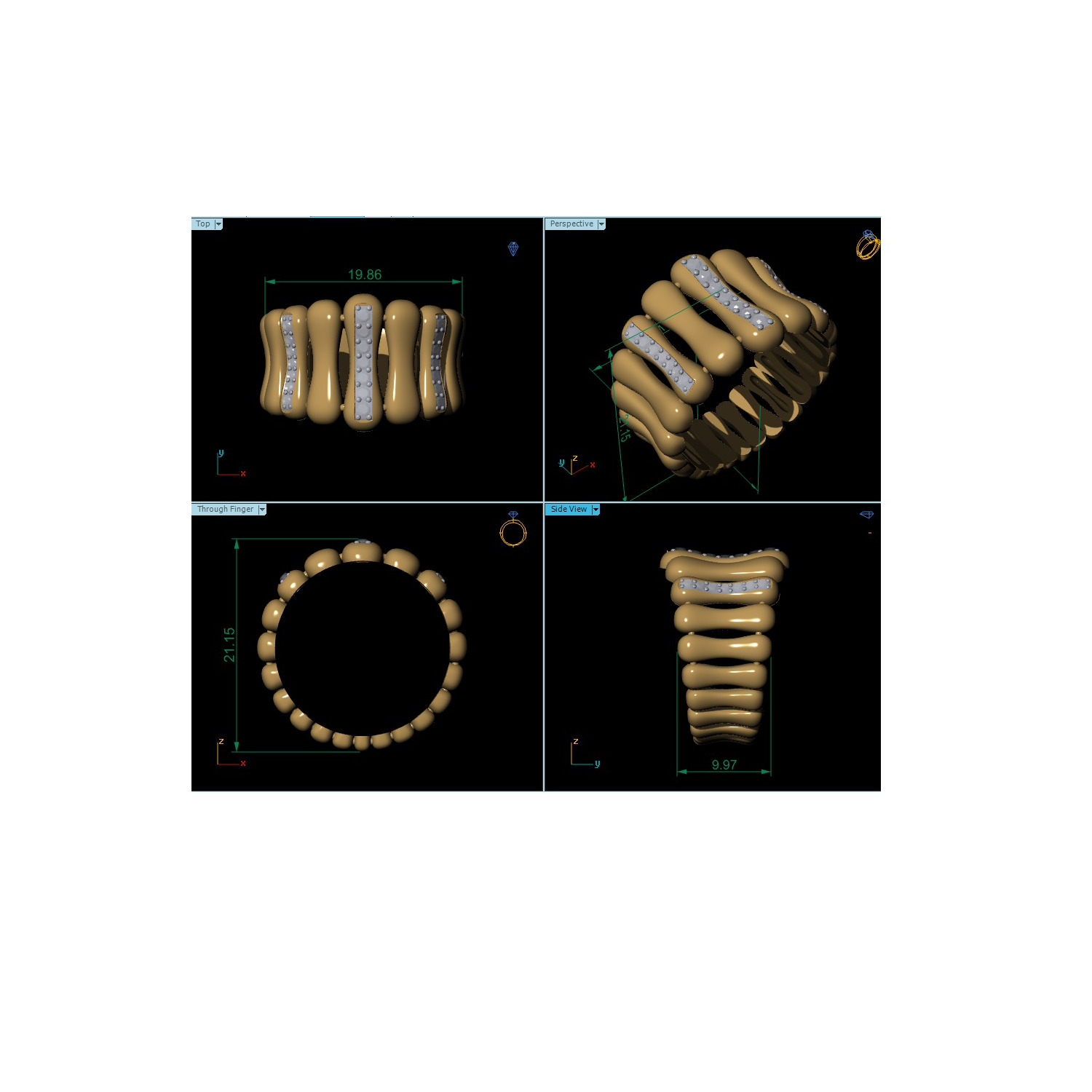 Women Ring Render 3dm STL MTL SLC JCD OBJ FBX Details 3D print model_25