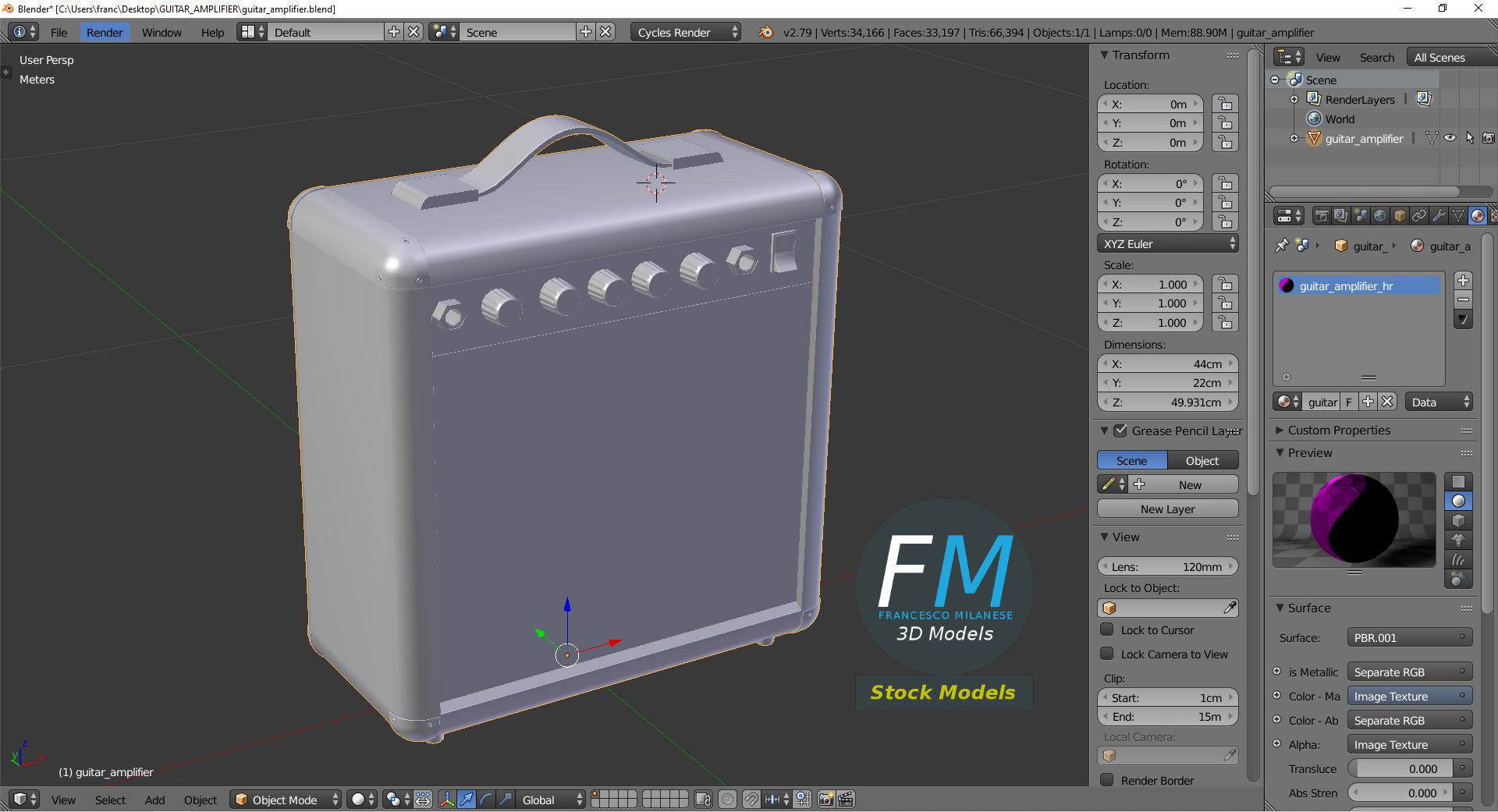 Guitar amplifier 3D model_9