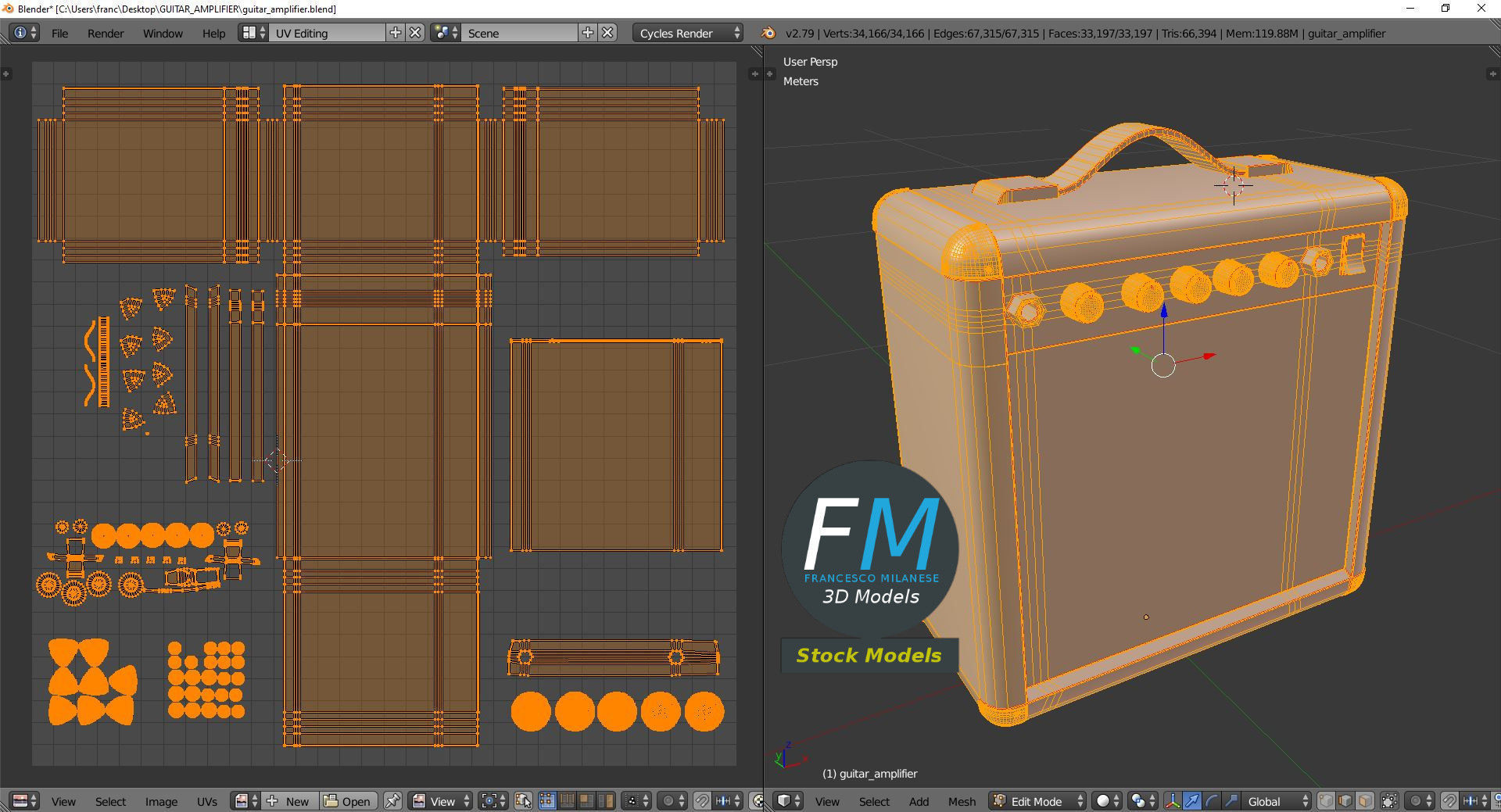 Guitar amplifier 3D model_10