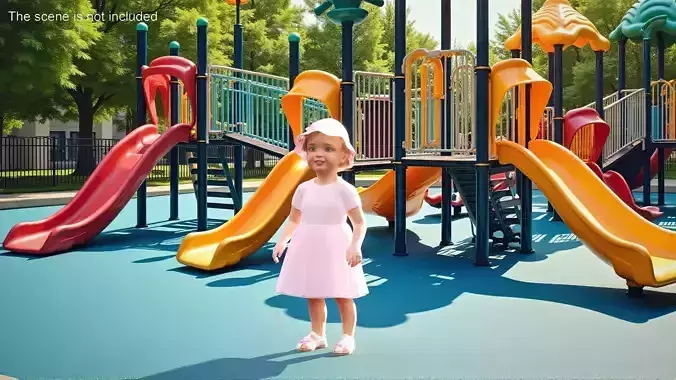 Toddler Girl Everyday Summer Dress Standing Fur 3D model