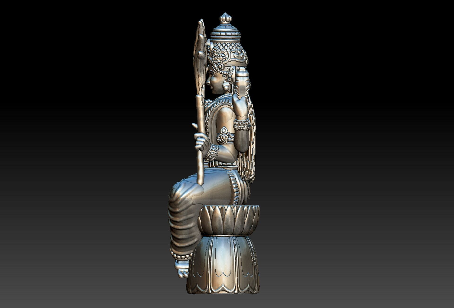 Lalitha Devi idol statue 3d 3D print model_4