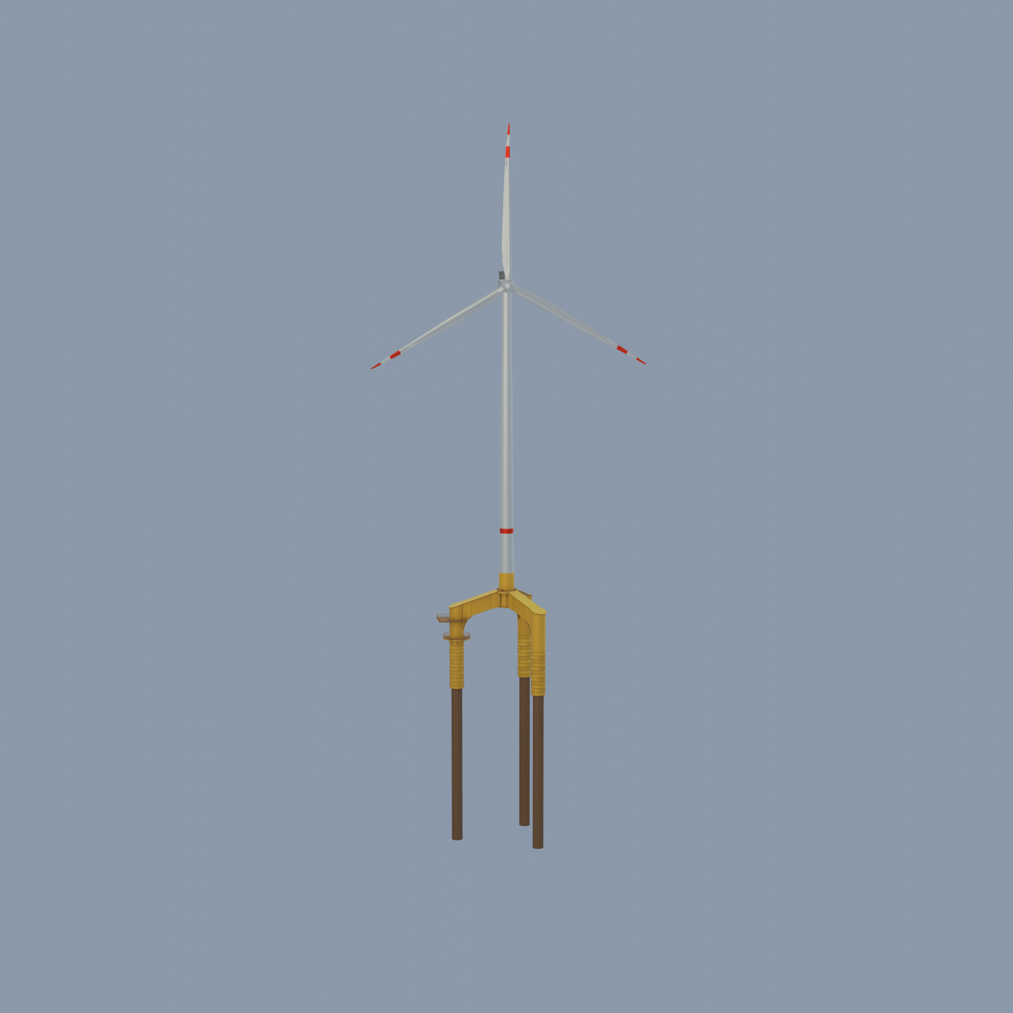 Wind turbine with Offshore Foundation V1 H-175 RD 172m animation Low-poly 3D model_60