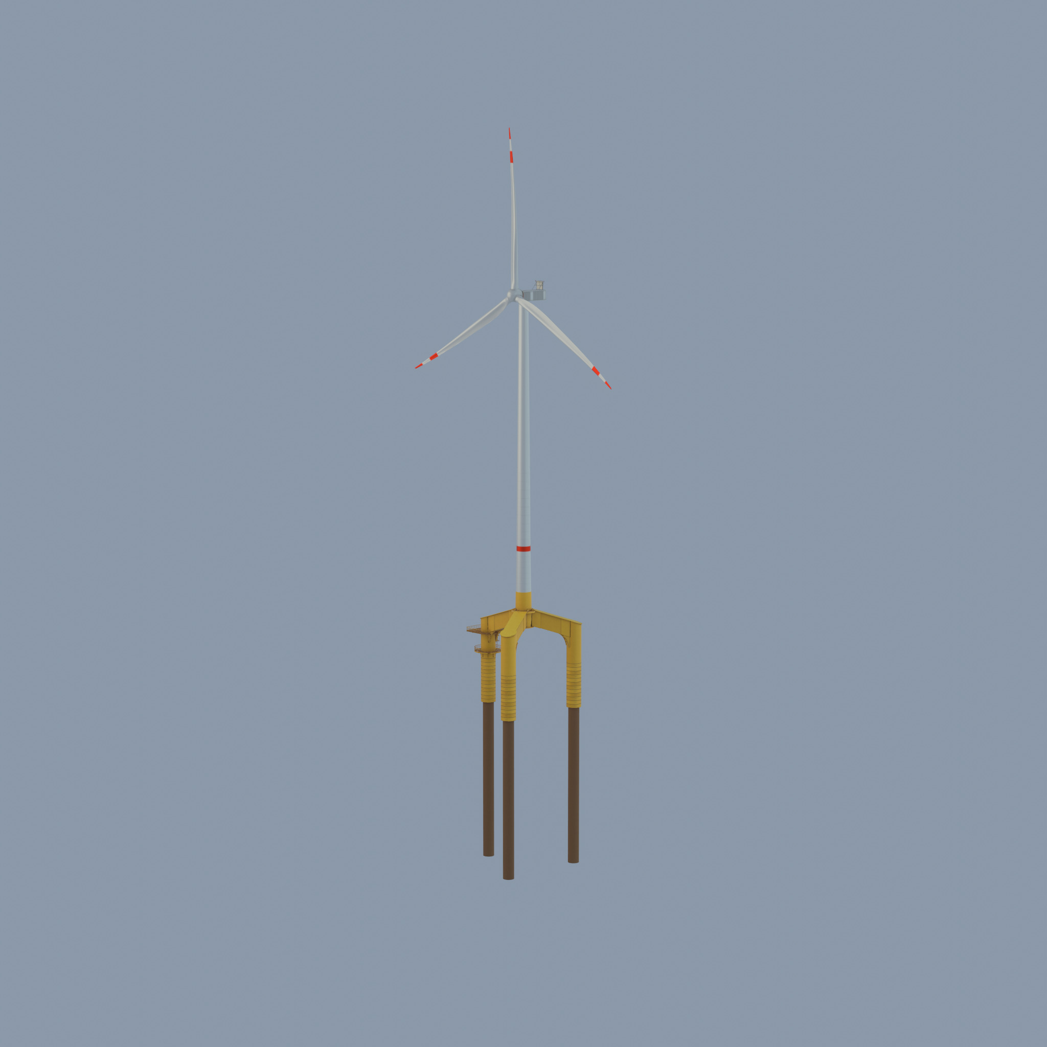 Wind turbine with Offshore Foundation V1 H-175 RD 172m animation Low-poly 3D model_68