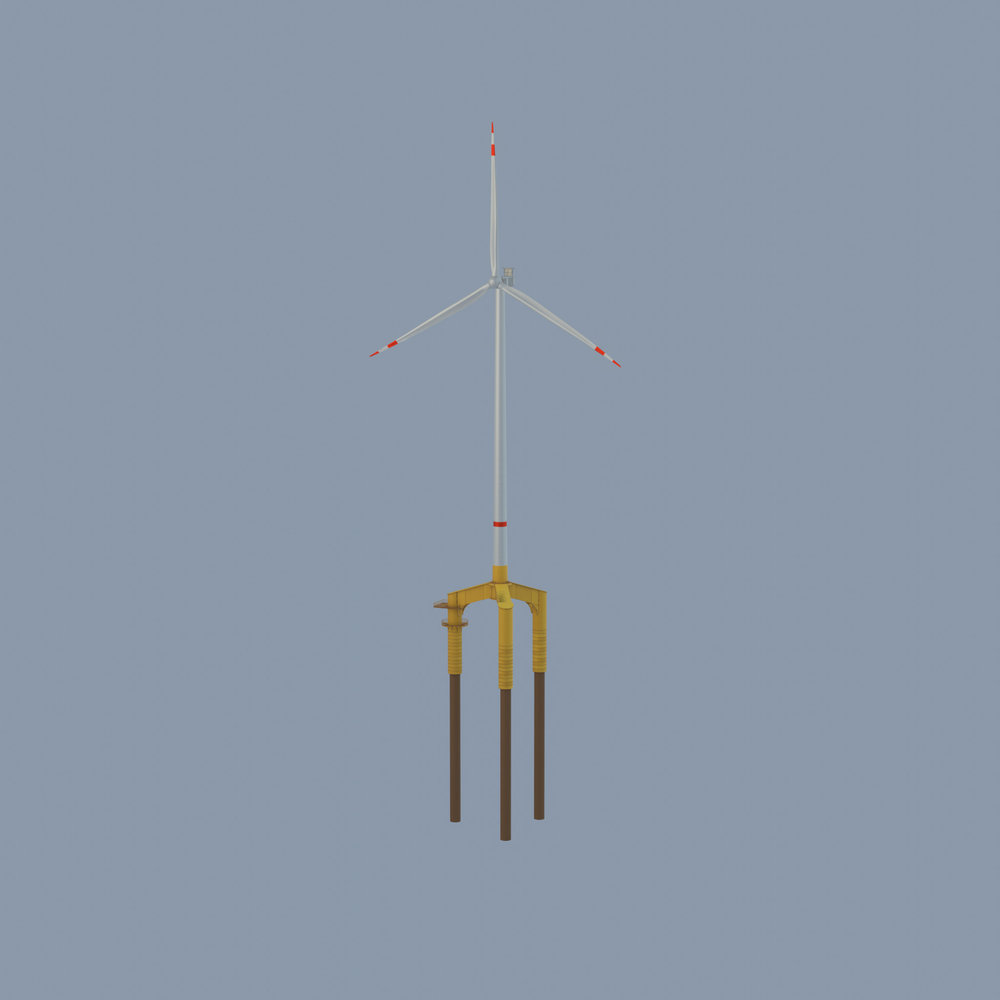 Wind turbine with Offshore Foundation V1 H-175 RD 172m animation Low-poly 3D model_64