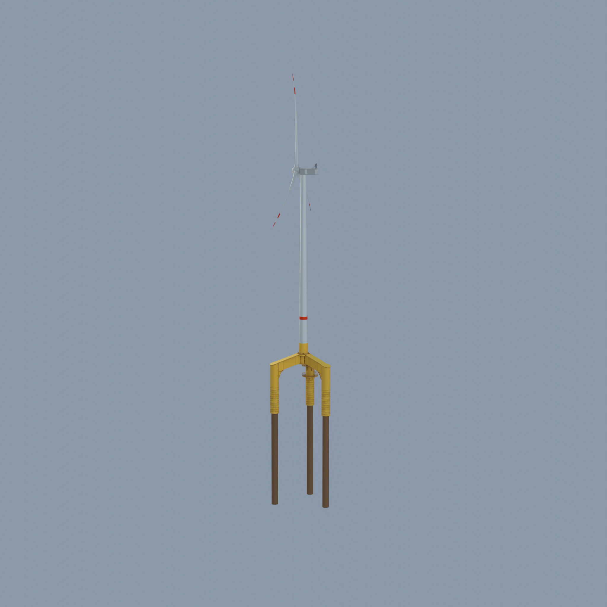 Wind turbine with Offshore Foundation V1 H-175 RD 172m animation Low-poly 3D model_26