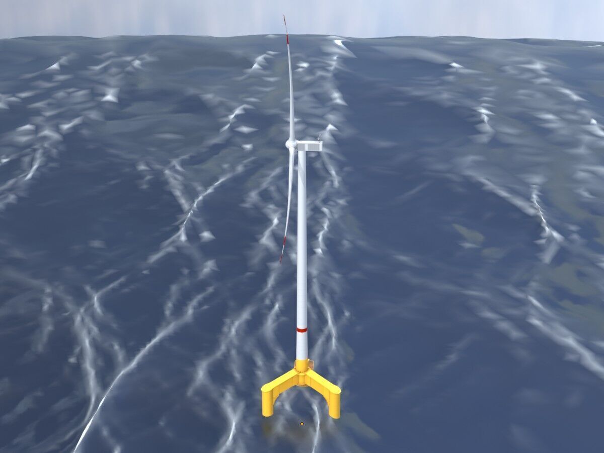 Wind turbine with Offshore Foundation V1 H-175 RD 172m animation Low-poly 3D model_14