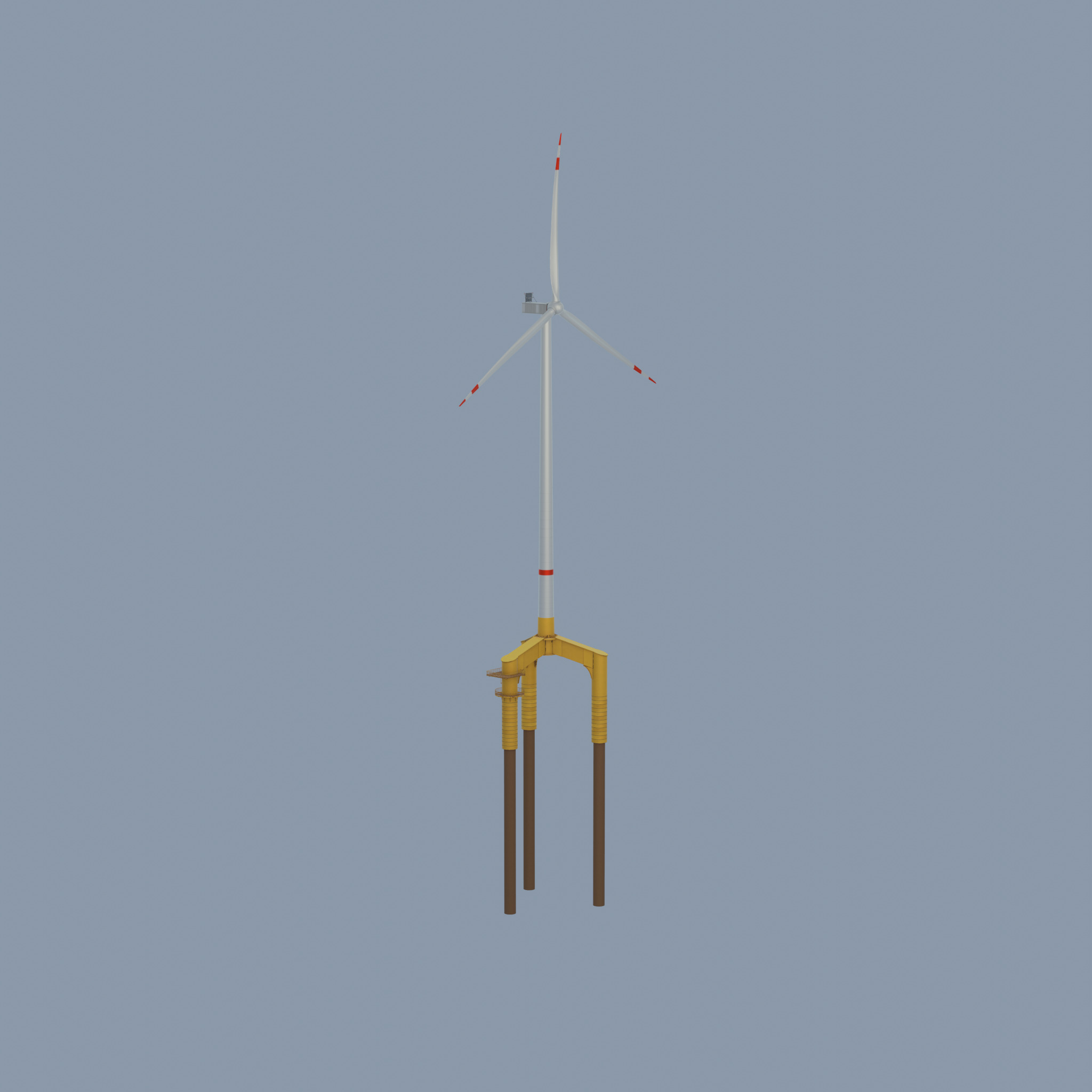 Wind turbine with Offshore Foundation V1 H-175 RD 172m animation Low-poly 3D model_55
