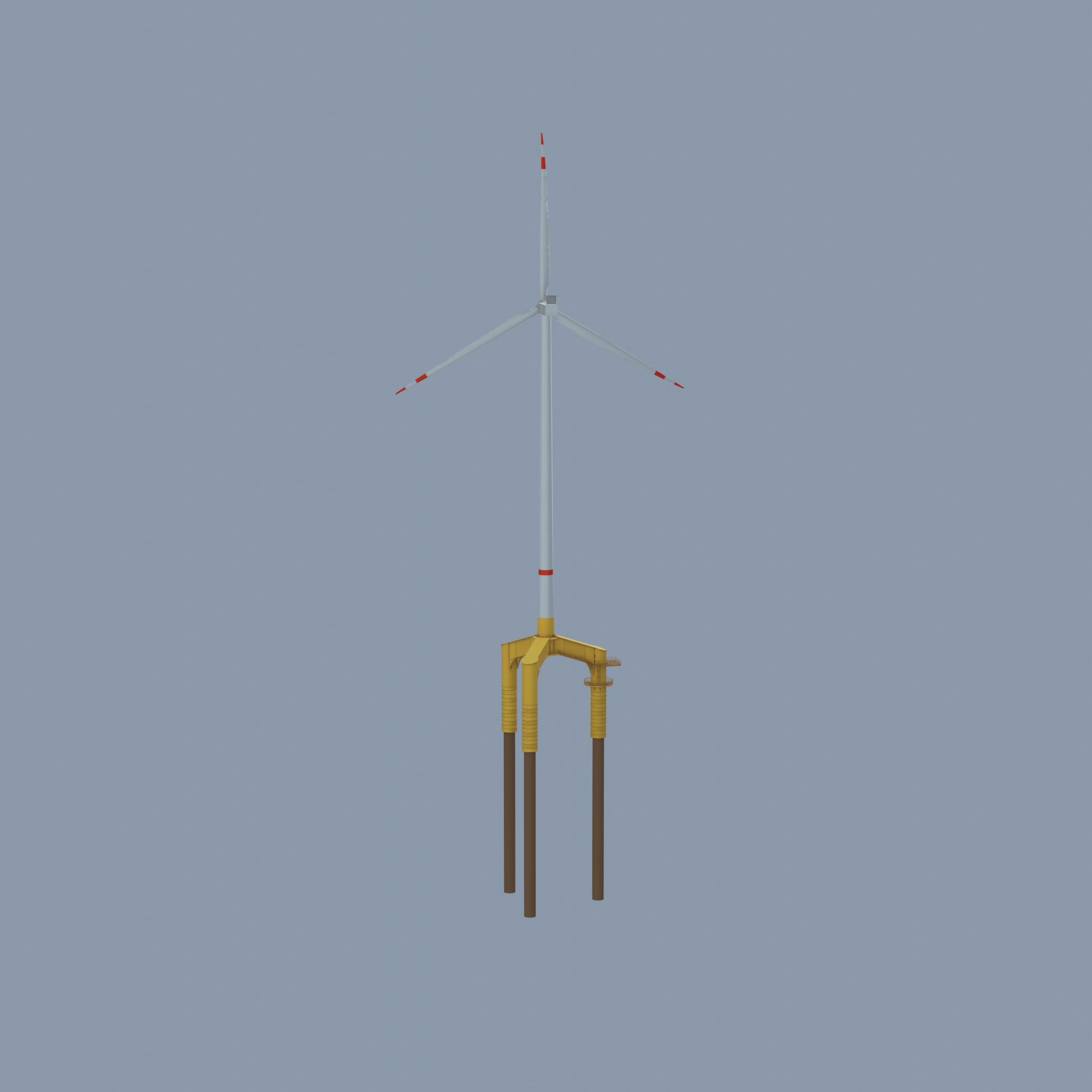 Wind turbine with Offshore Foundation V1 H-175 RD 172m animation Low-poly 3D model_35